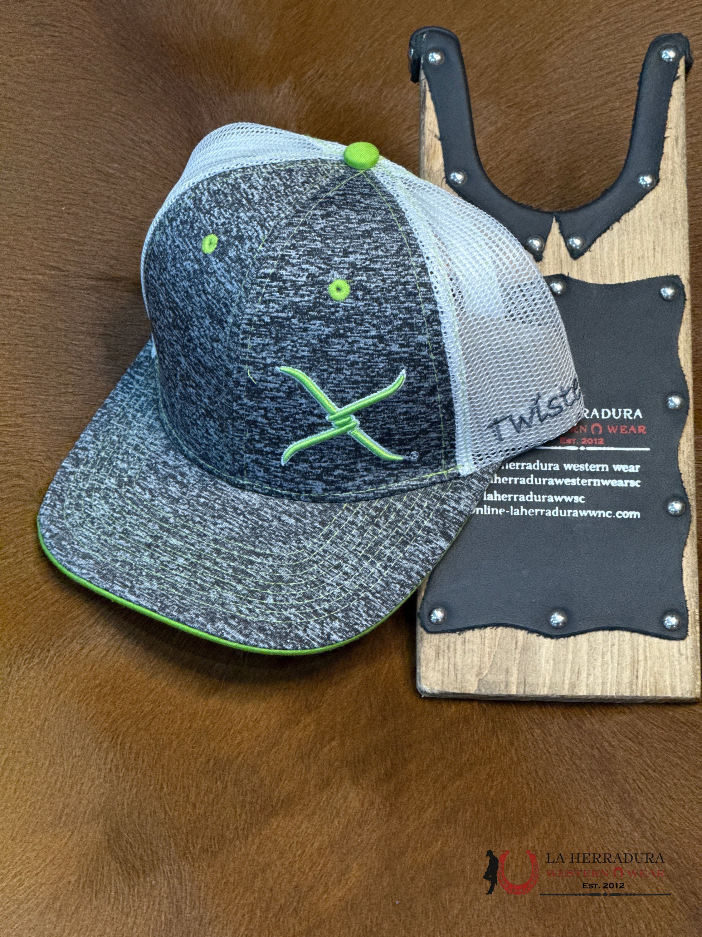 TWISTED X GREEN /GREY CAP CAPS MENS GORRAS HOMBRES