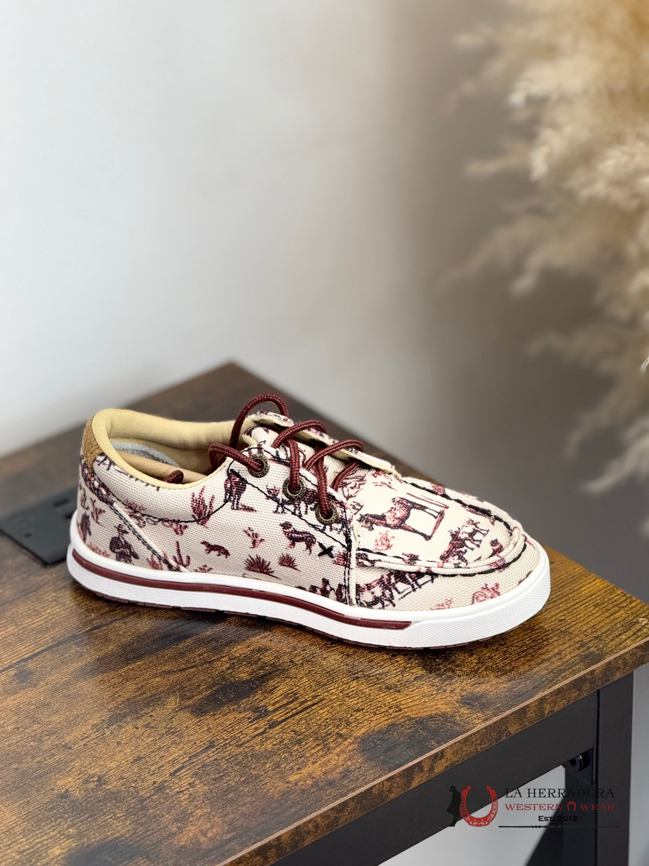 TWISTED X KIDS KICKS MAROON & IVORY -YCA0013 NIÑOS