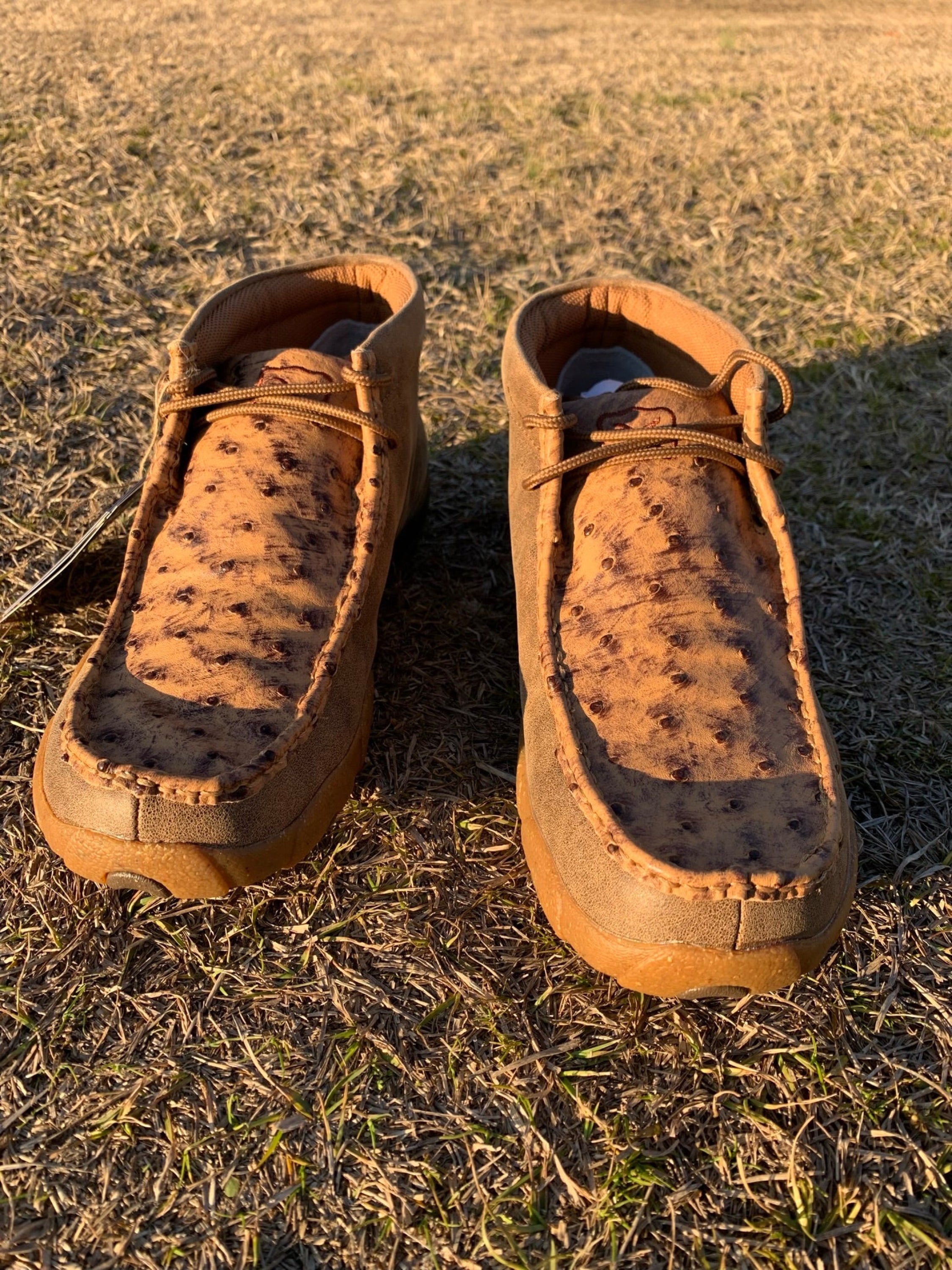 Twisted X Mens Chukka Driving Moc Bomber & Tan Ostrich Casual Shoes Zapatos Hombres