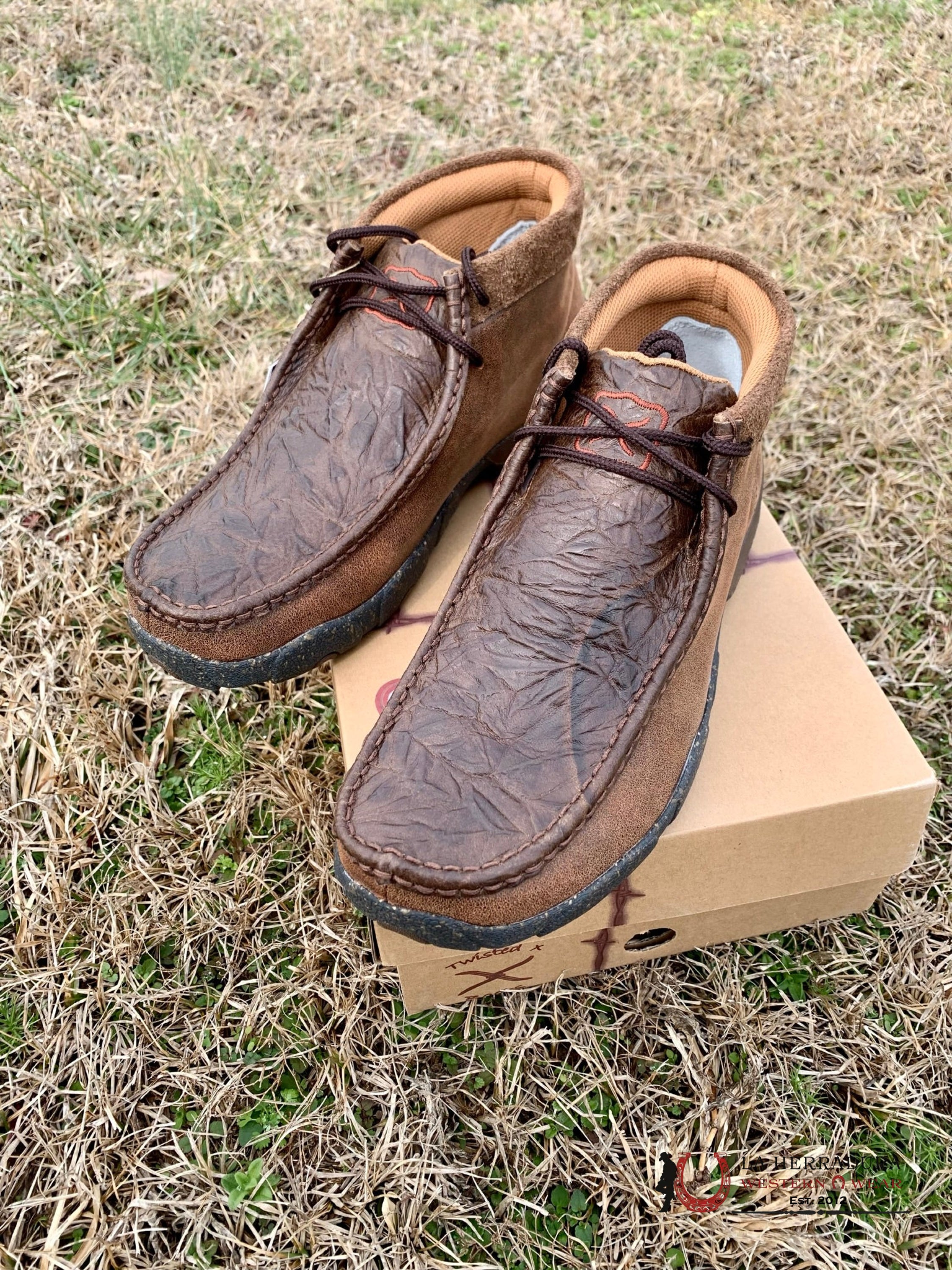 Twisted X Mens Chukka Driving Moc Chocolate & Elephant Casual Shoe Zapatos Hombres