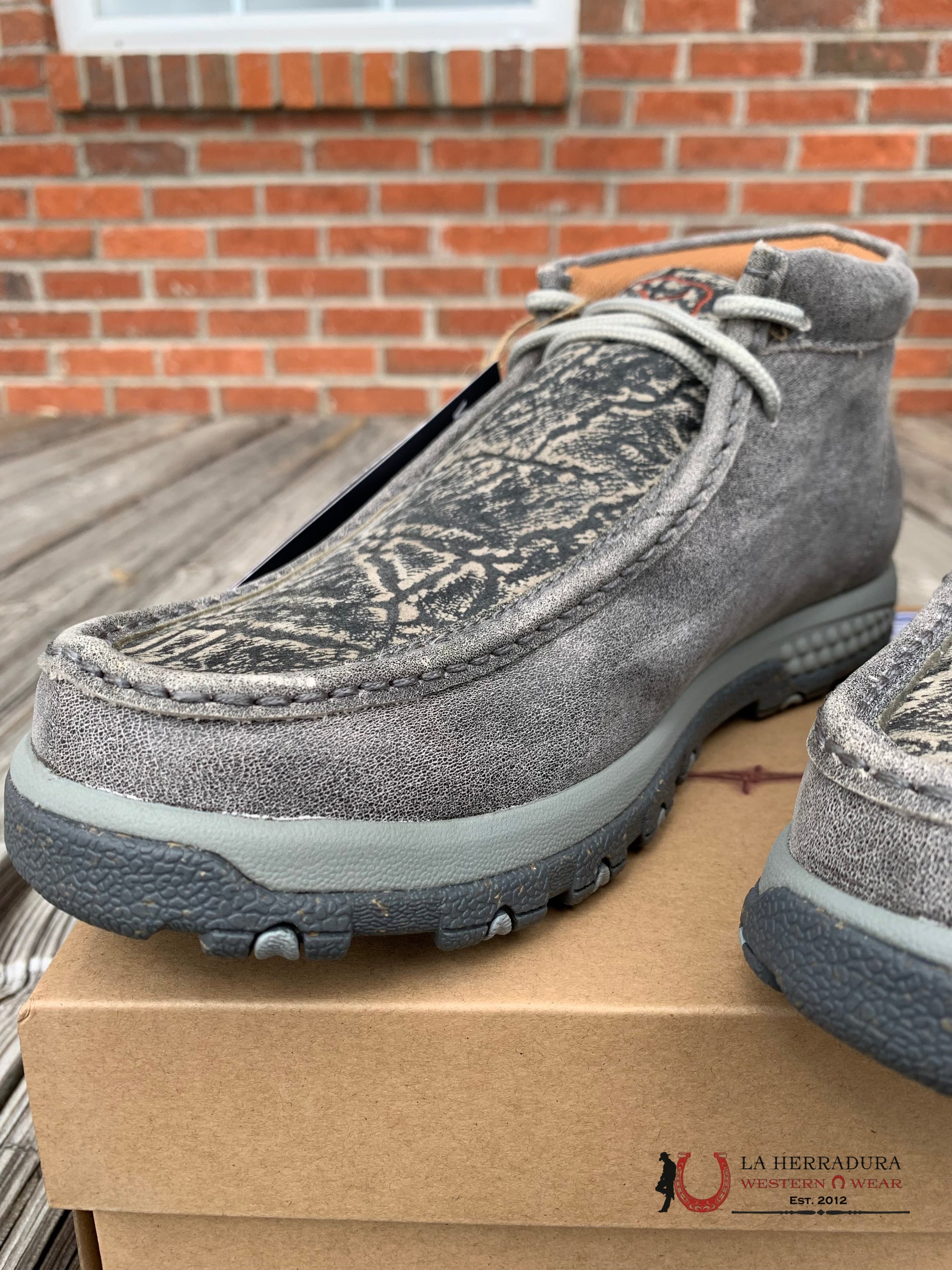 Twisted X Mens Chukka Driving Moc Grey & Elephant Casual Shoes Zapatos Hombres