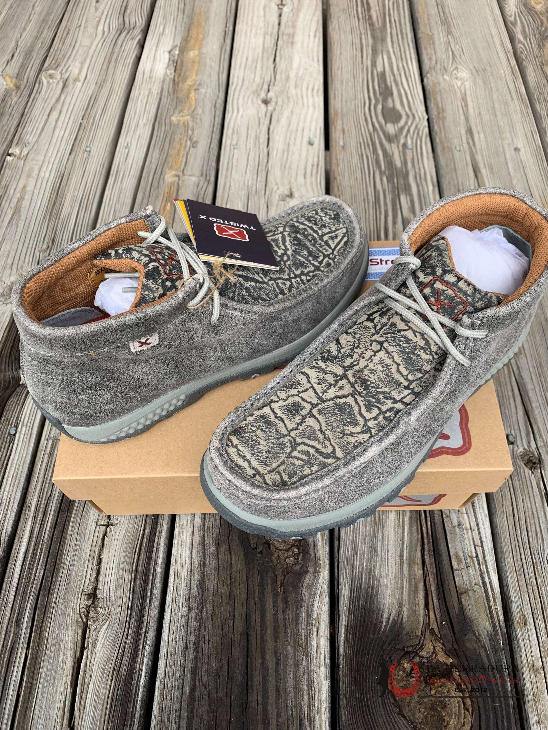 Twisted X Mens Chukka Driving Moc Grey & Elephant Casual Shoes Zapatos Hombres