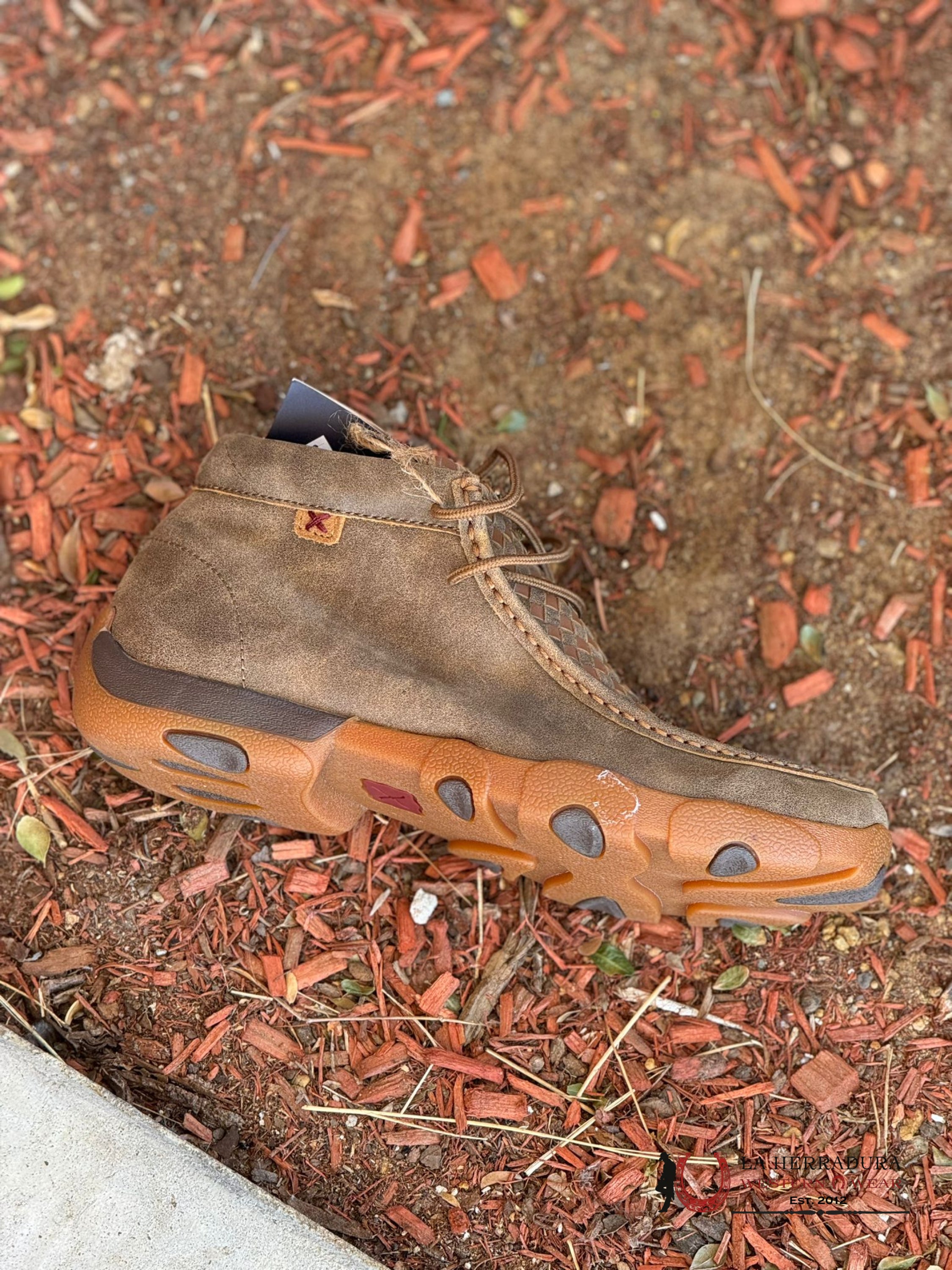 Twisted X Mens Driving Moc Bomber/Tan Tejido Casual Shoe Zapatos Hombres