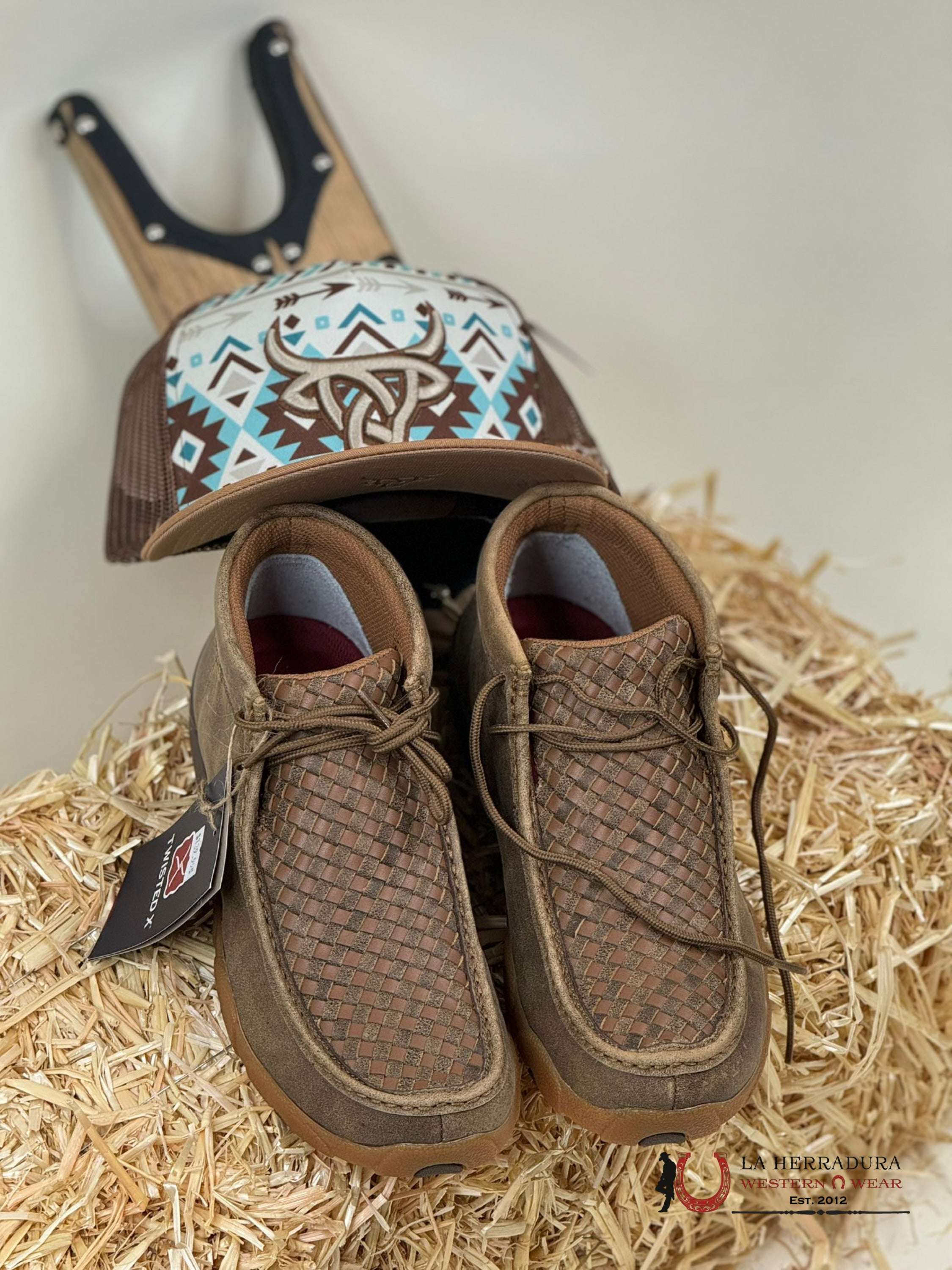 Twisted X Mens Driving Moc Bomber/Tan Tejido Casual Shoe Zapatos Hombres
