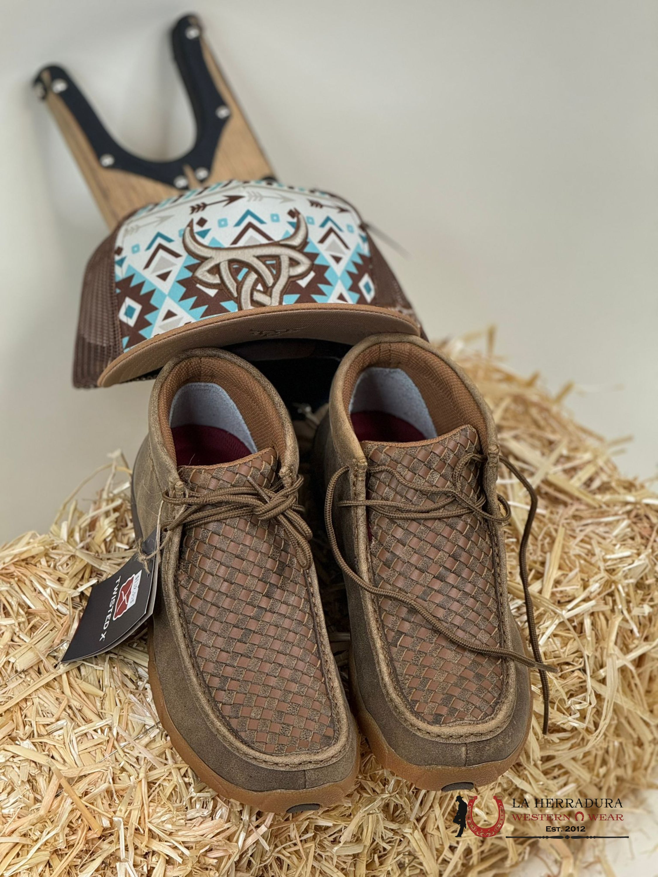 Twisted X Mens Driving Moc Bomber/Tan Tejido Casual Shoe Zapatos Hombres