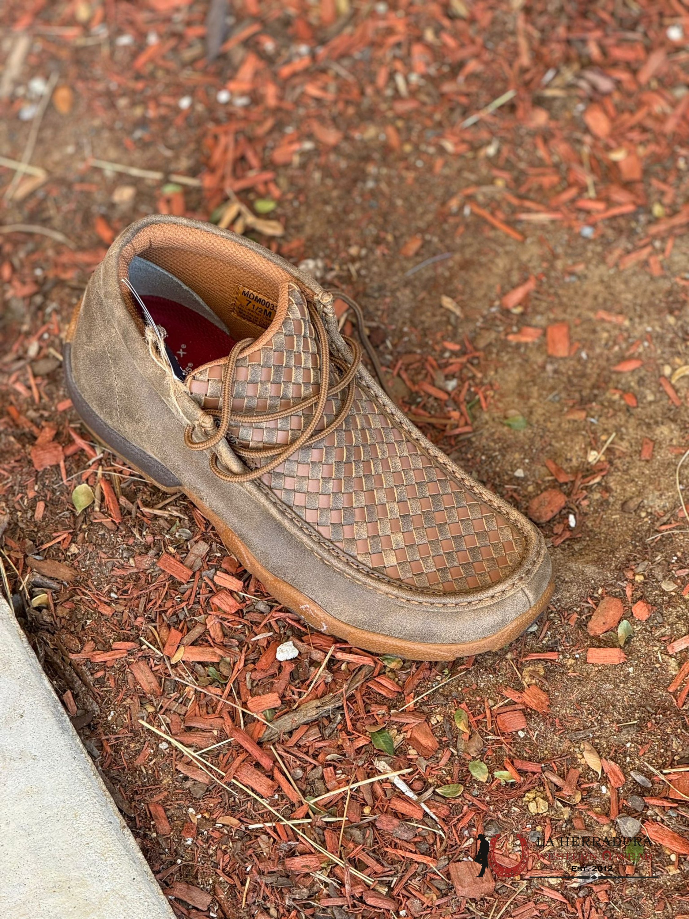 Twisted X Mens Driving Moc Bomber/Tan Tejido Casual Shoe Zapatos Hombres