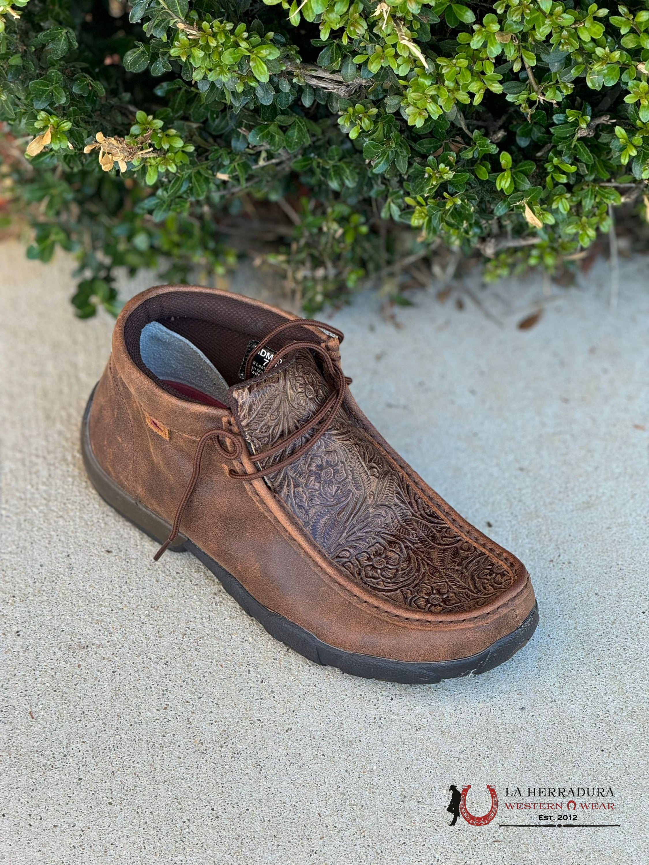 Twisted X Mens Driving Moc Brown Hand Tooled Print Casual Shoe Zapatos Hombres