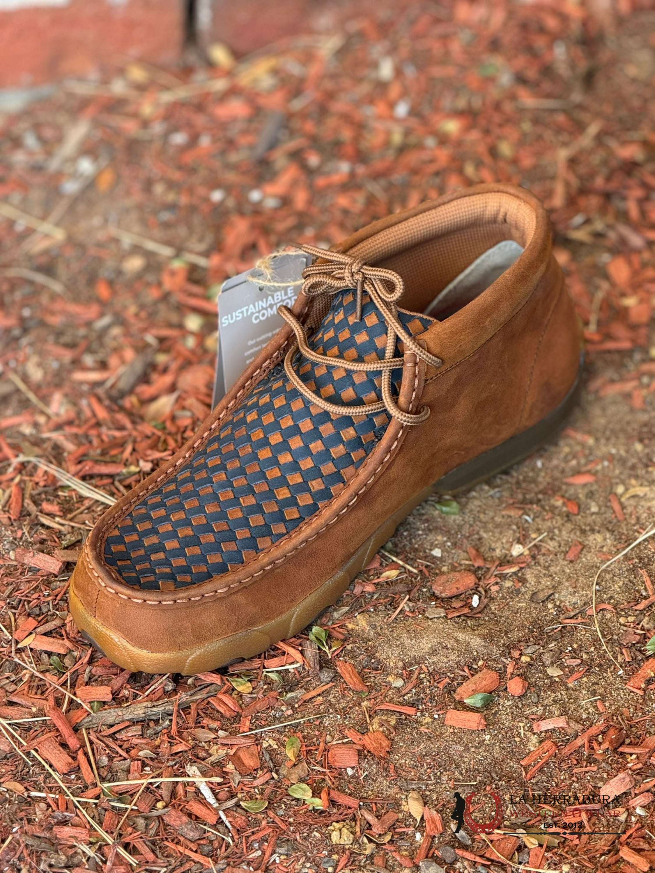 Twisted X Mens Driving Moc Oiled Saddle Blue Casual Shoe Zapatos Hombres