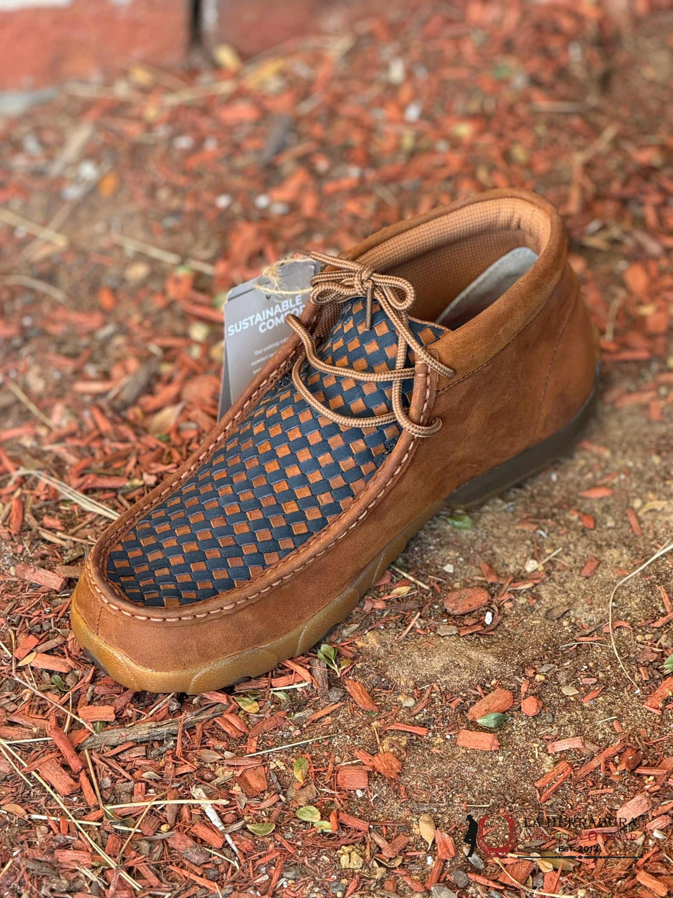 Twisted X Mens Driving Moc Oiled Saddle Blue Casual Shoe Zapatos Hombres