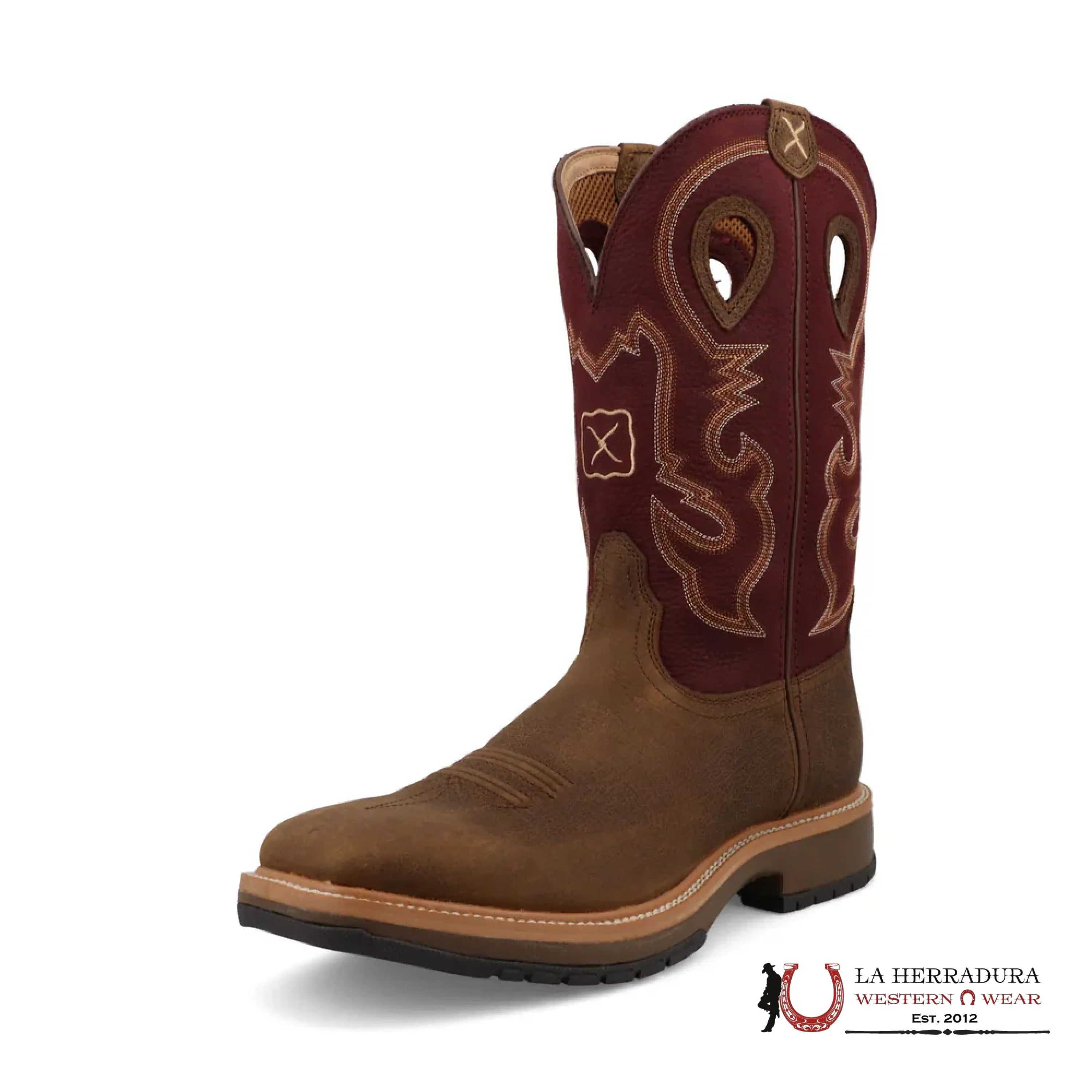 TWISTED X MENS WORK BOOT BRUNETTE & OXBLOOD MHM0025