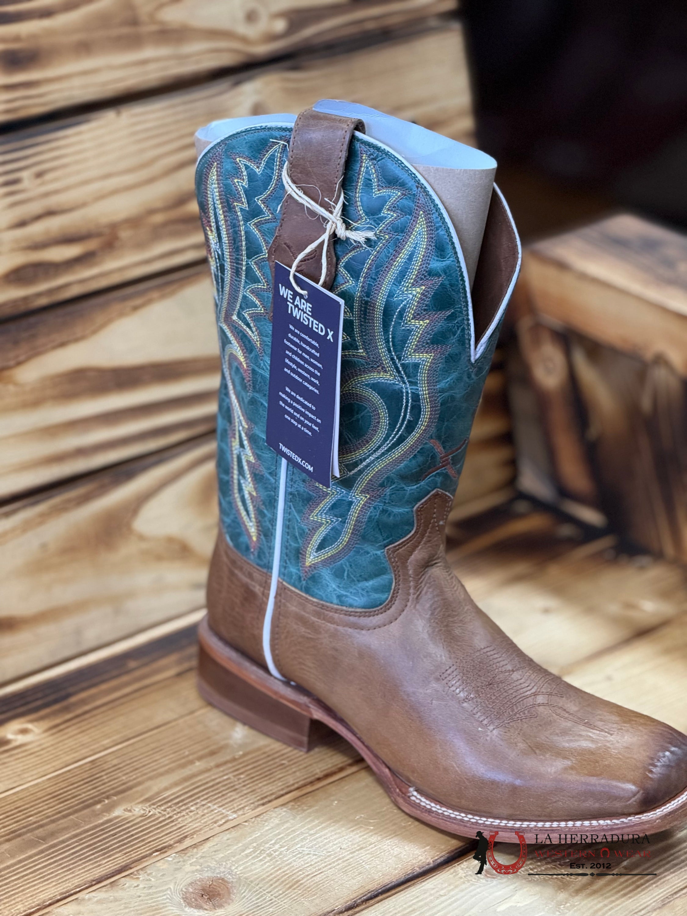 TWISTED X MENS WORK BOOTS CASHEW & BLUE GRASS MRAL032