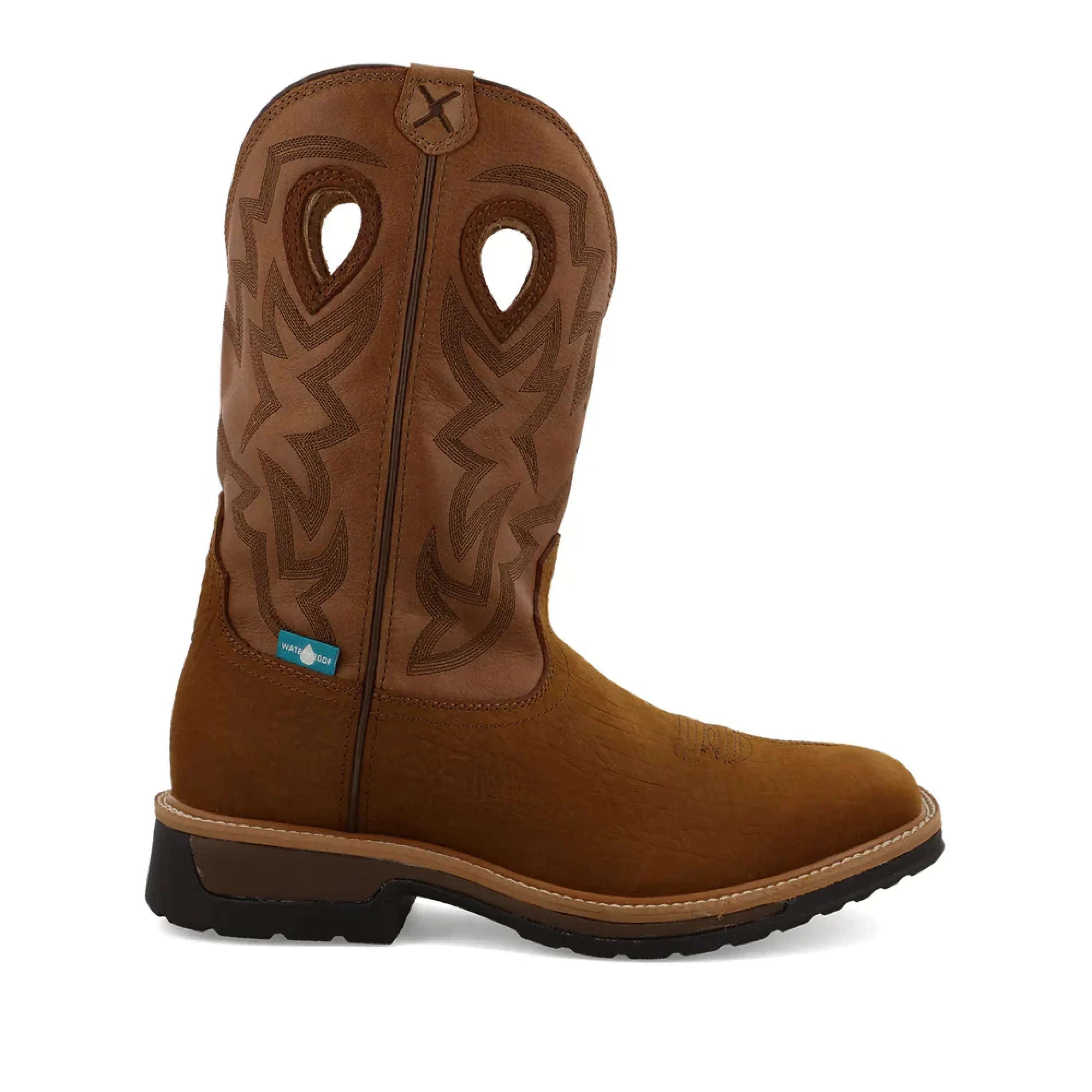 TWISTED X MENS WORK BOOTS LITE COWBOY COMP TOE BARK BROWN/TAN MLCCW05