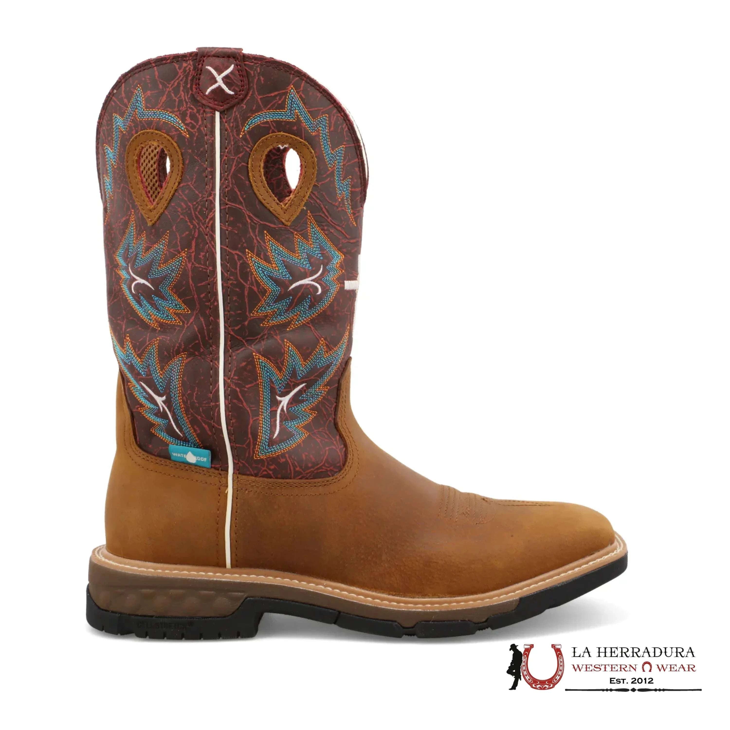TWISTED X MENS WORK BOOTS TAN & BURGUNDY MXBW005