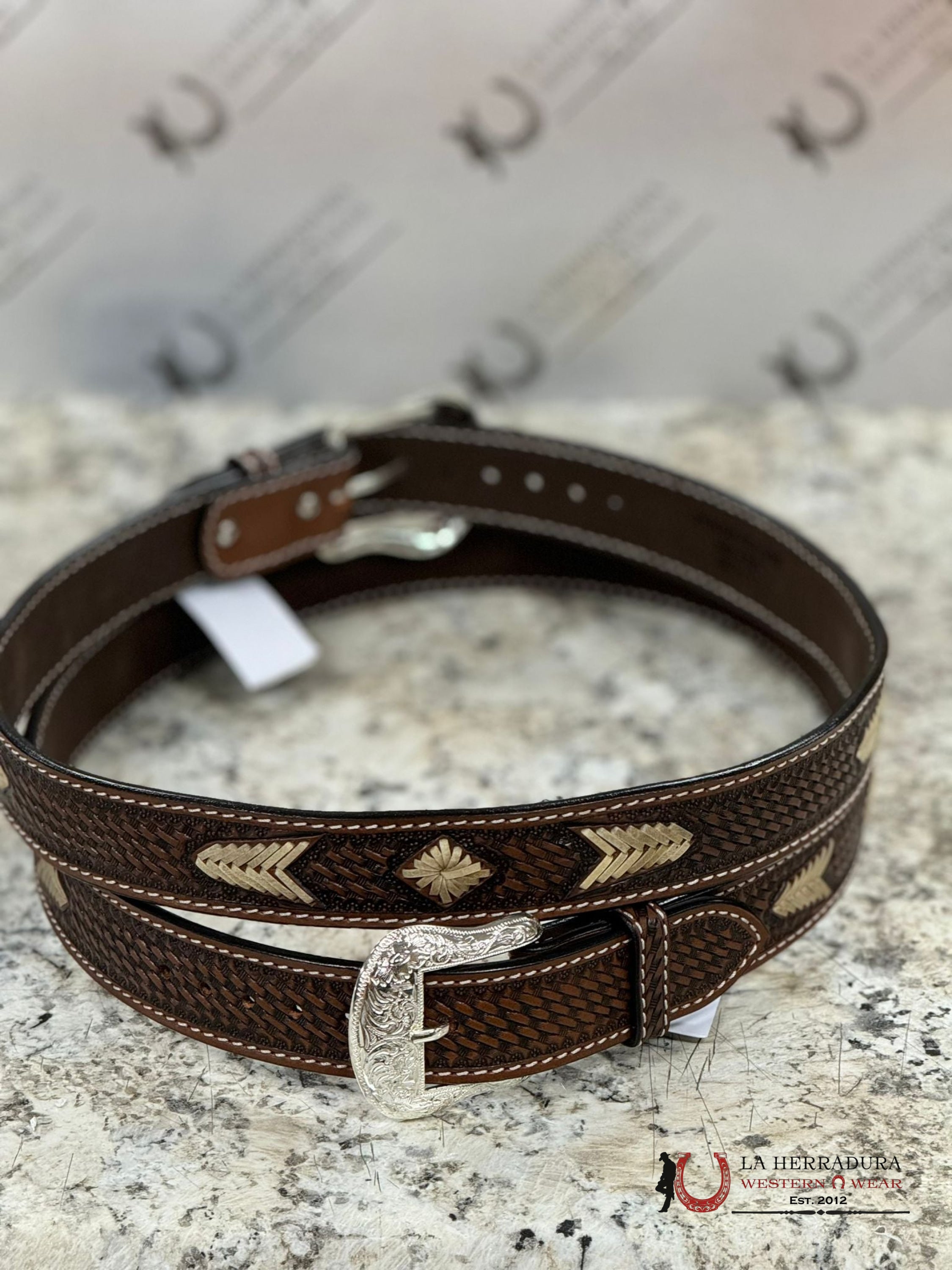Twisted X Tooled Thread Brown Belt Cinturones Hombres