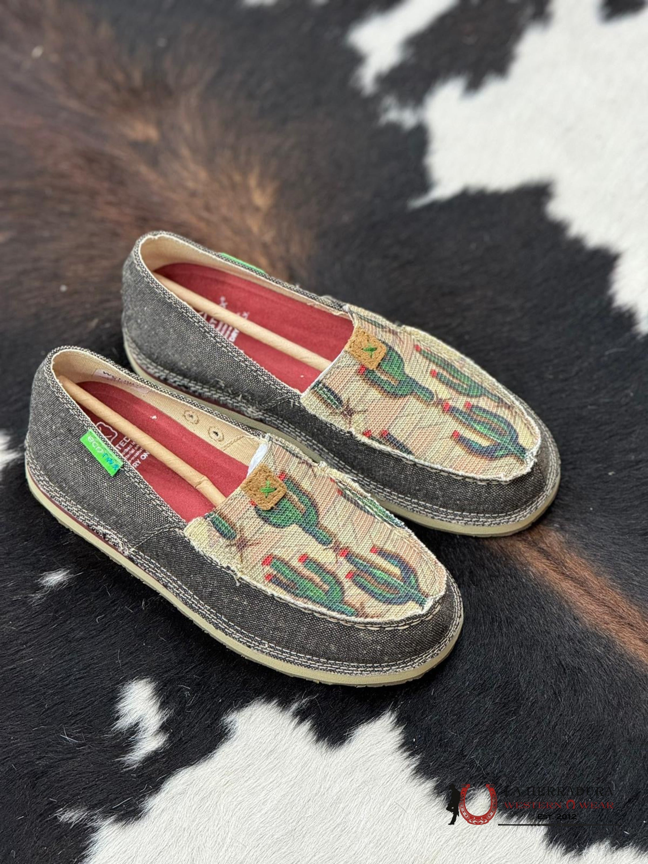 Twisted X Womens Casual Loafers Dust Cactus Print Zapatos Mujeres