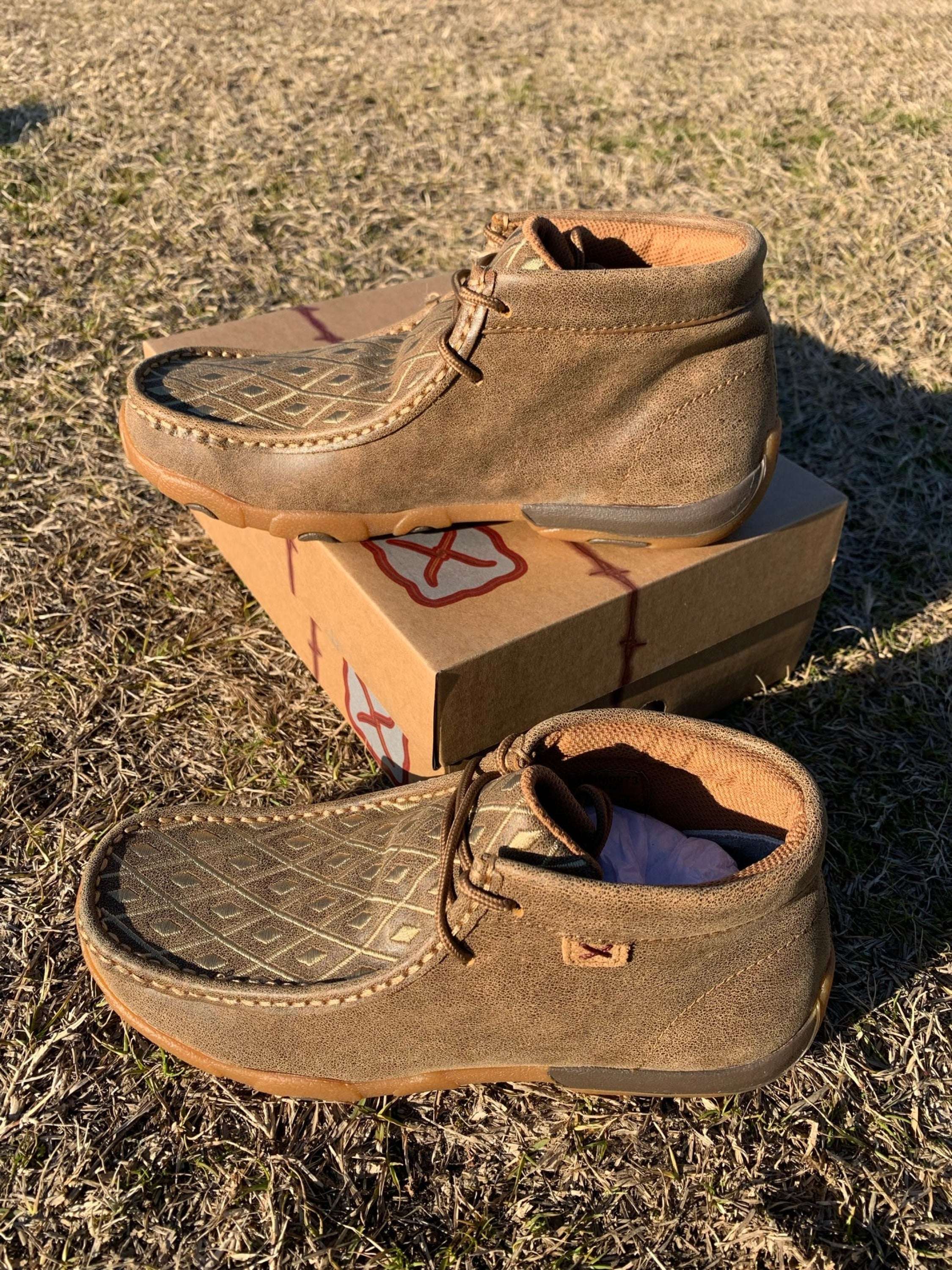Twisted X Womens Driving Moc Bomber Tan Stitching Casual Shoe Zapatos Mujeres