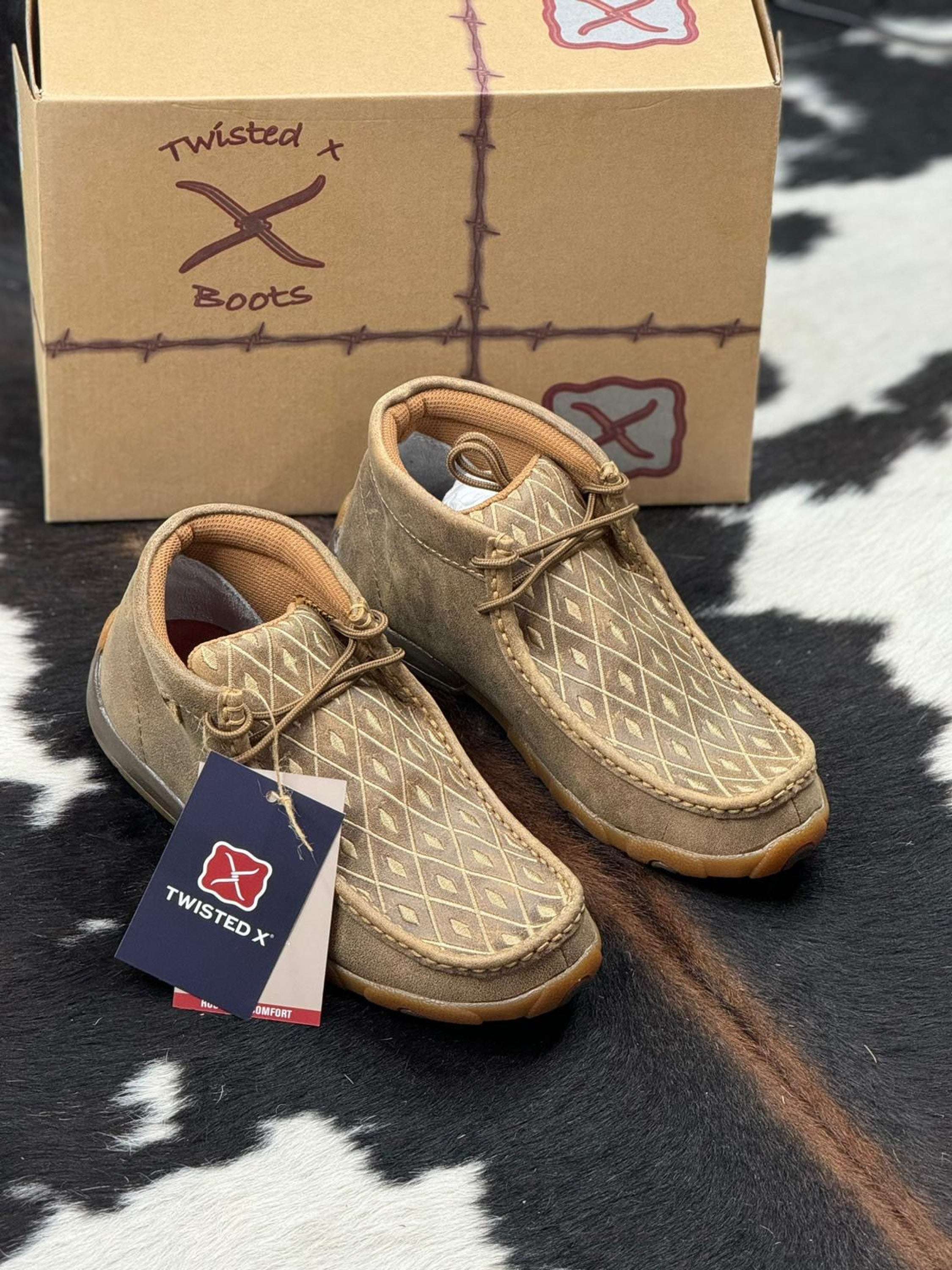 Twisted X Womens Driving Moc Bomber Tan Stitching Casual Shoe Zapatos Mujeres