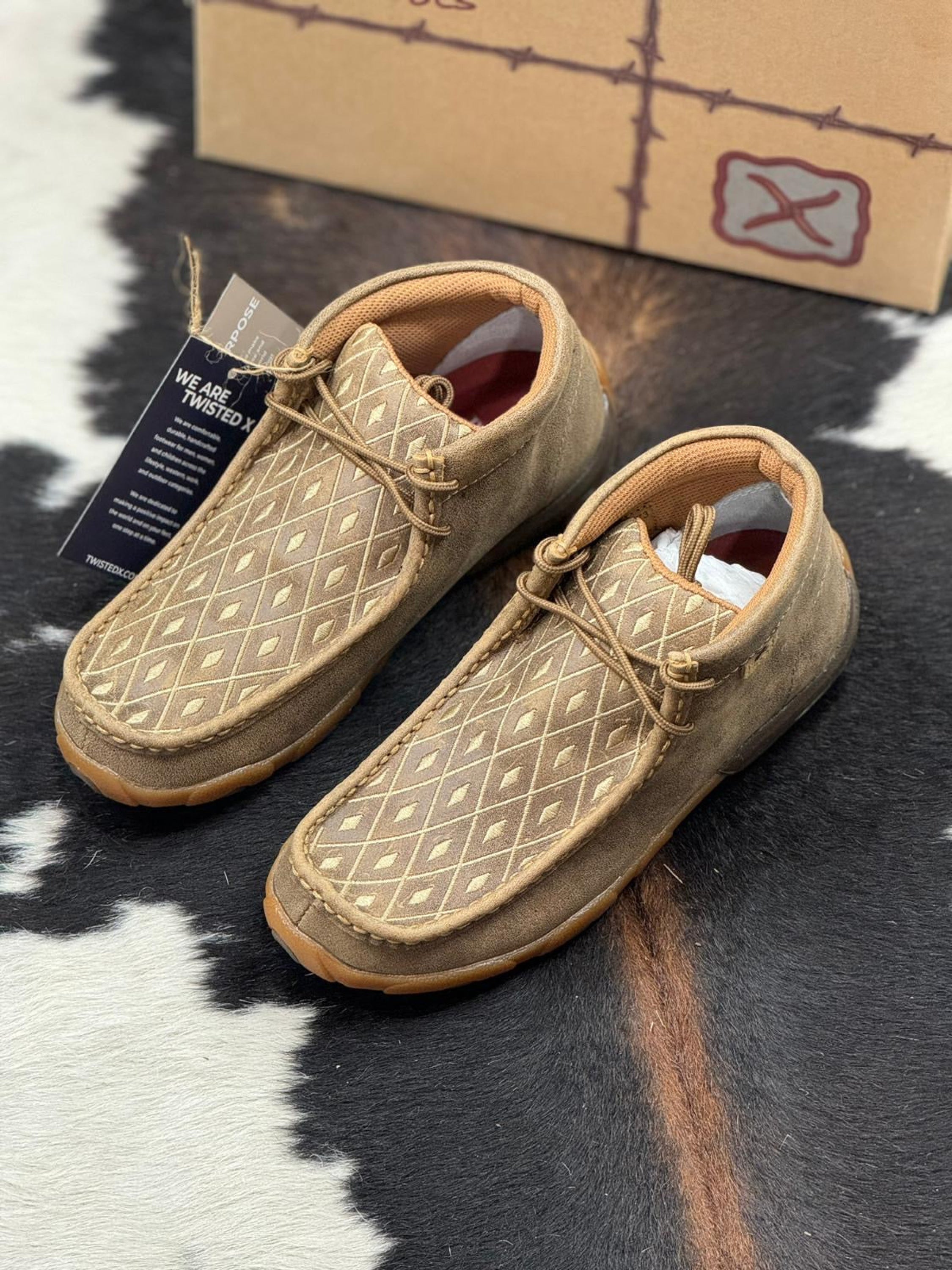 Twisted X Womens Driving Moc Bomber Tan Stitching Casual Shoe Zapatos Mujeres