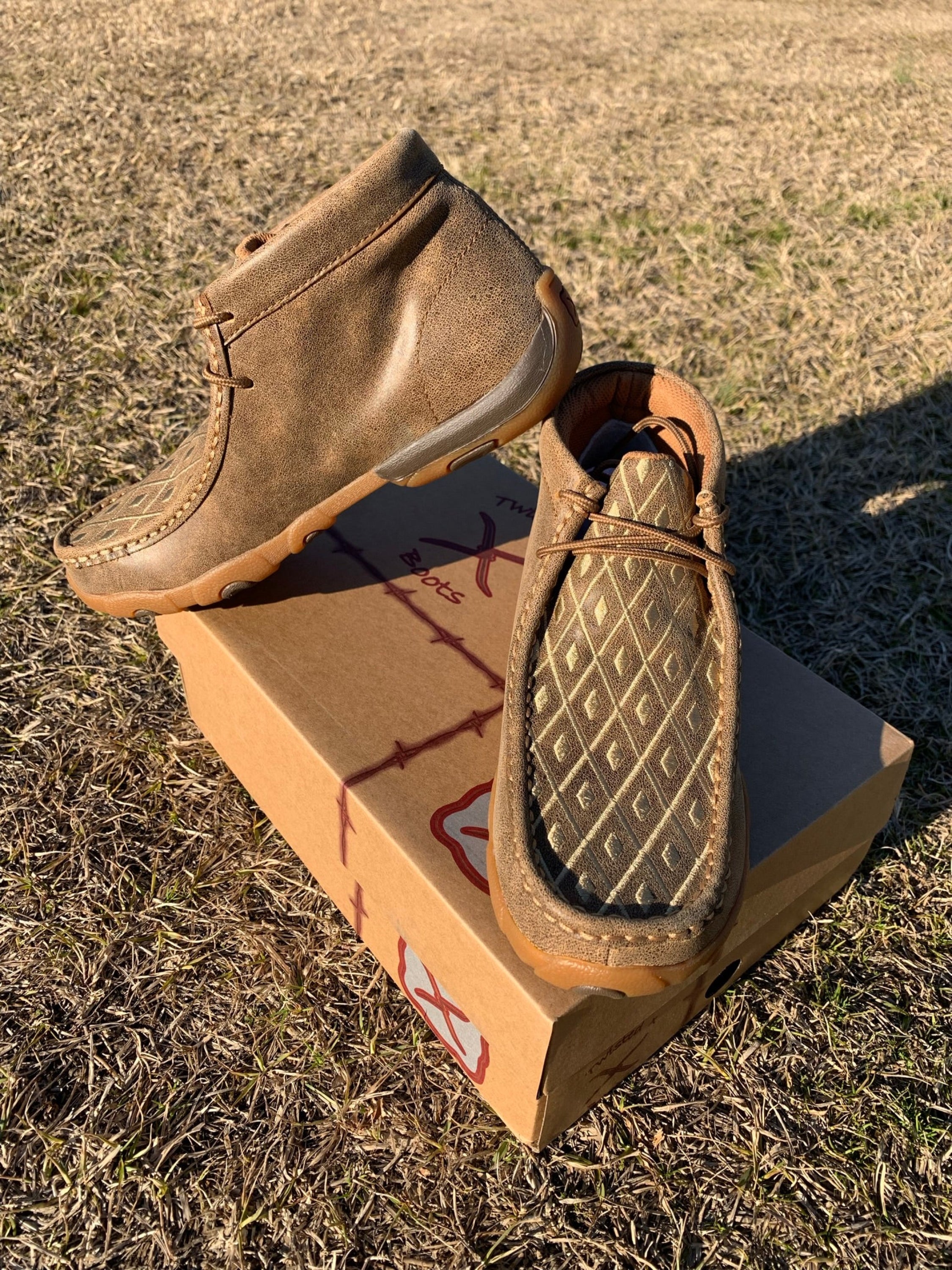 Twisted X Womens Driving Moc Bomber Tan Stitching Casual Shoe Zapatos Mujeres