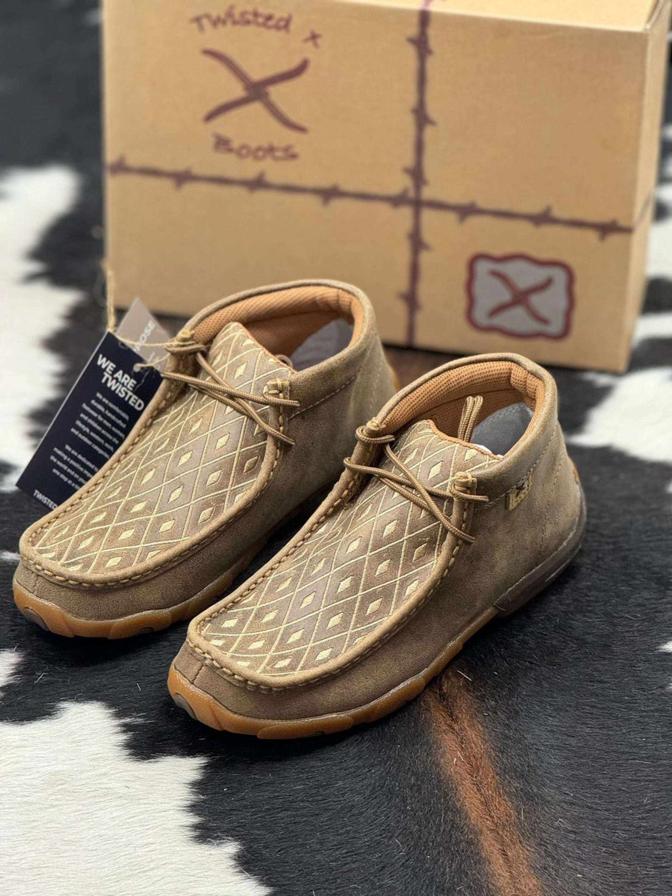 Twisted X Womens Driving Moc Bomber Tan Stitching Casual Shoe Zapatos Mujeres