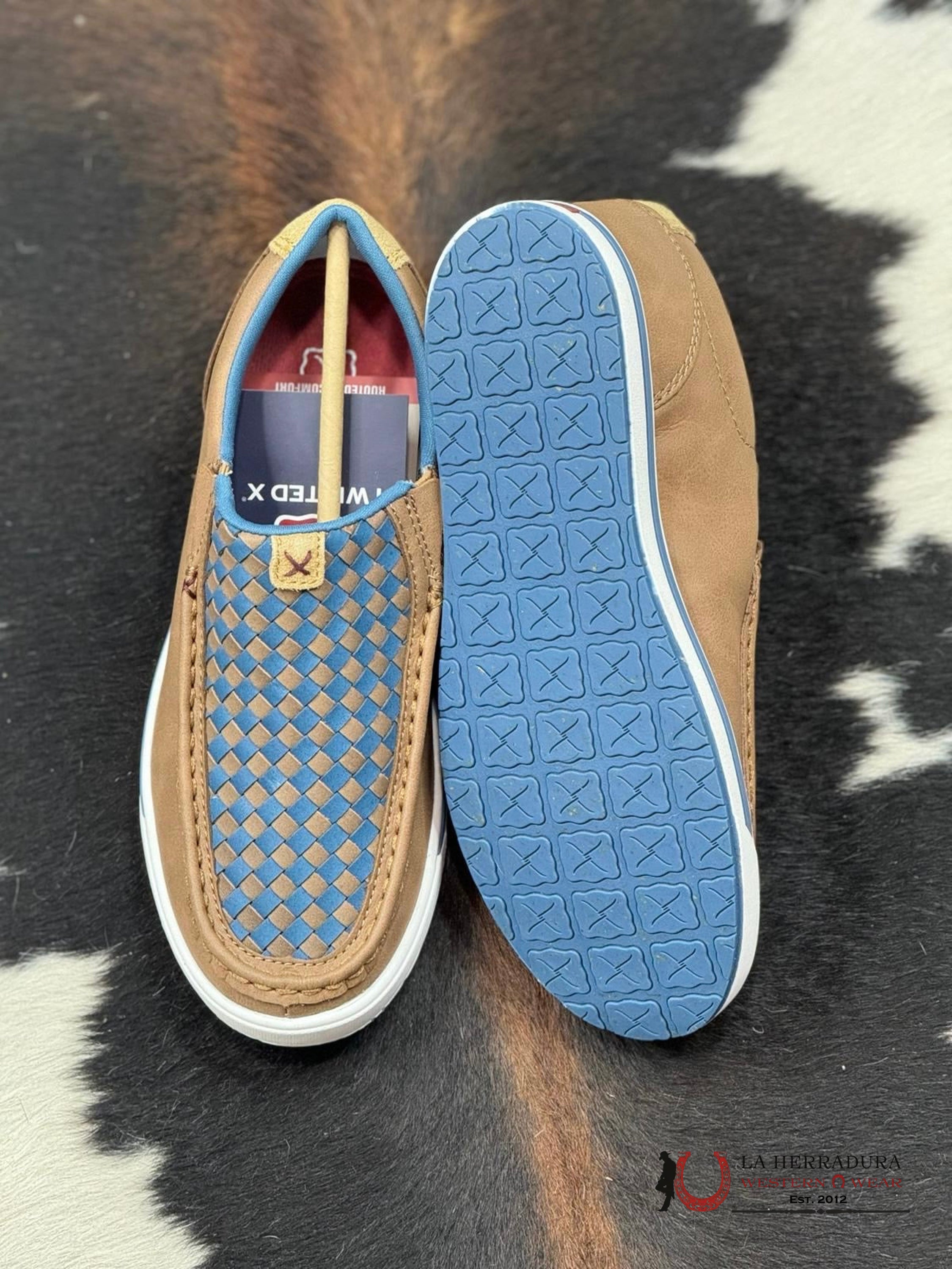 Twisted X Womens Slip On Kicks Toasted Coconut & Blue Steel Casual Shoe Zapatos Mujeres