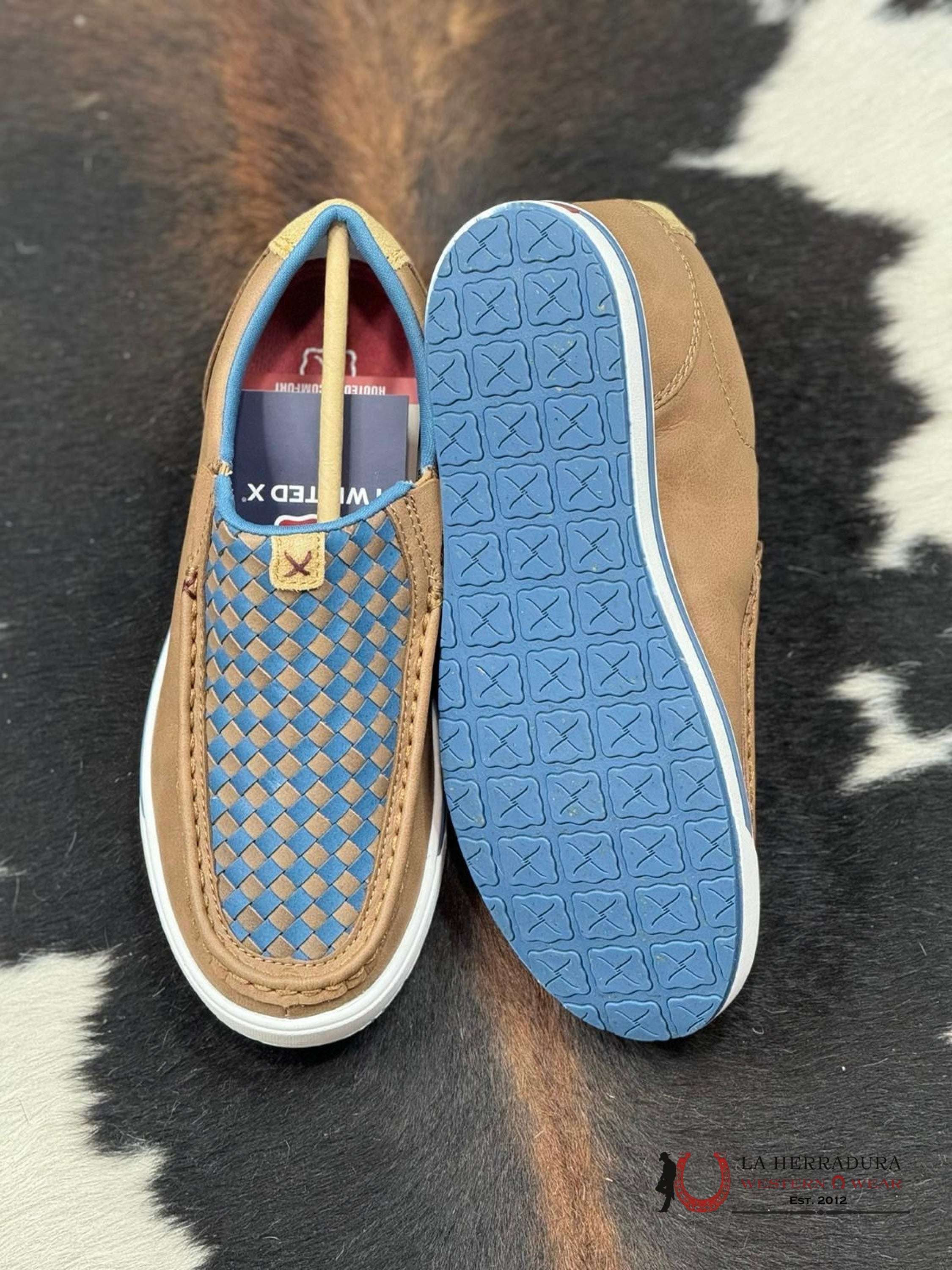 Twisted X Womens Slip On Kicks Toasted Coconut & Blue Steel Casual Shoe Zapatos Mujeres