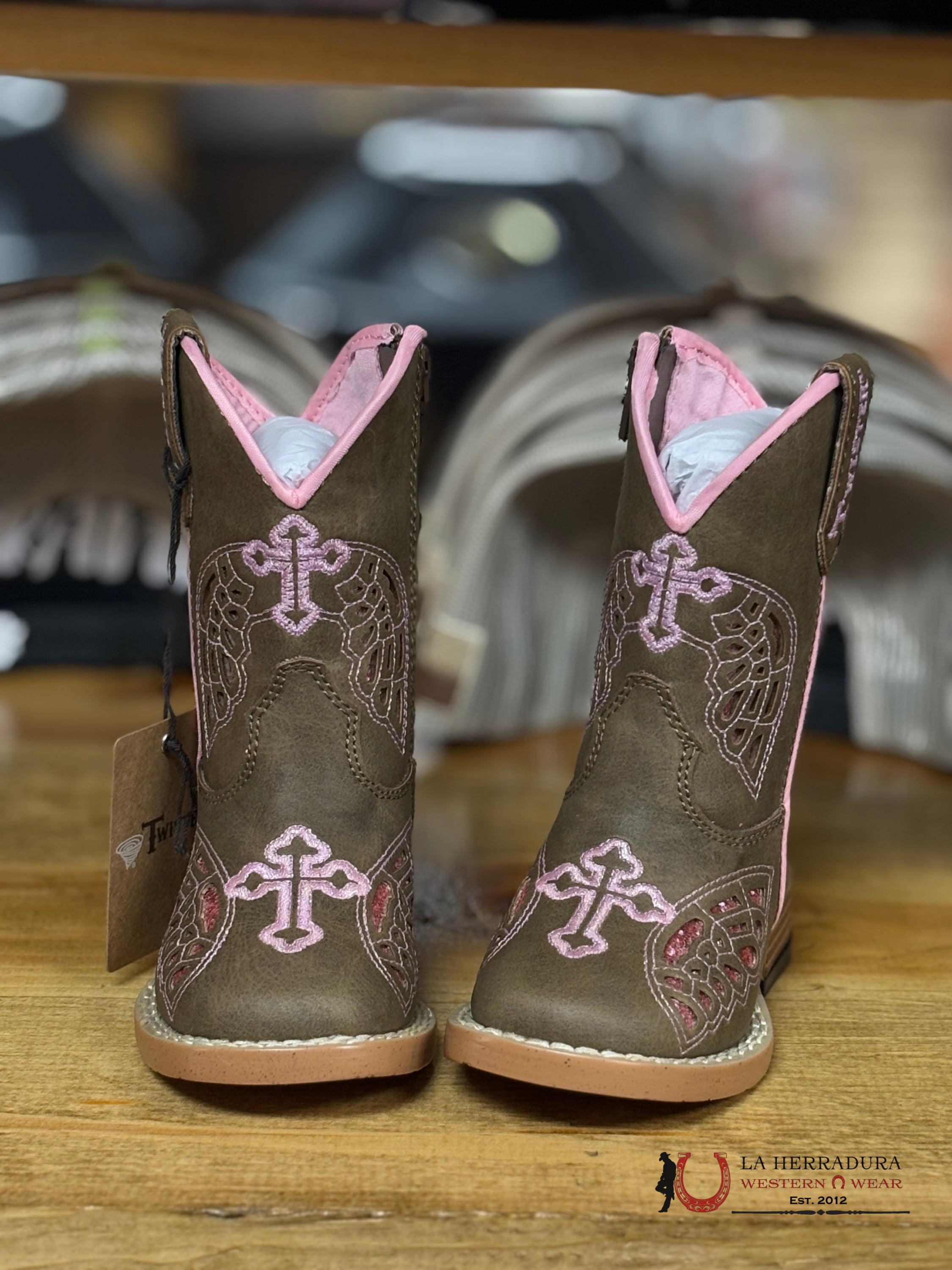 Twisted X Gracie Brown With Pink Print Niños