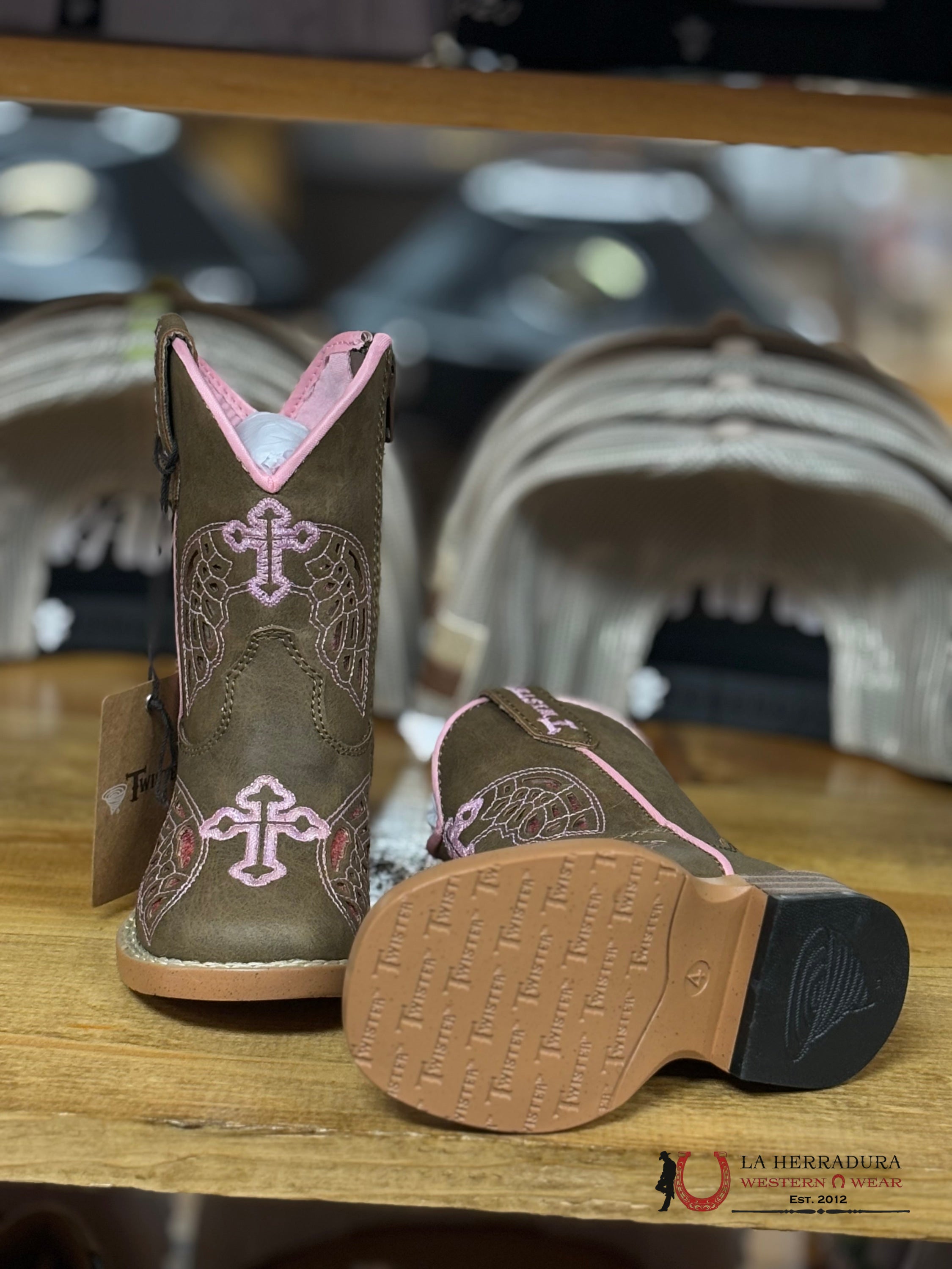 Twisted X Gracie Brown With Pink Print Niños