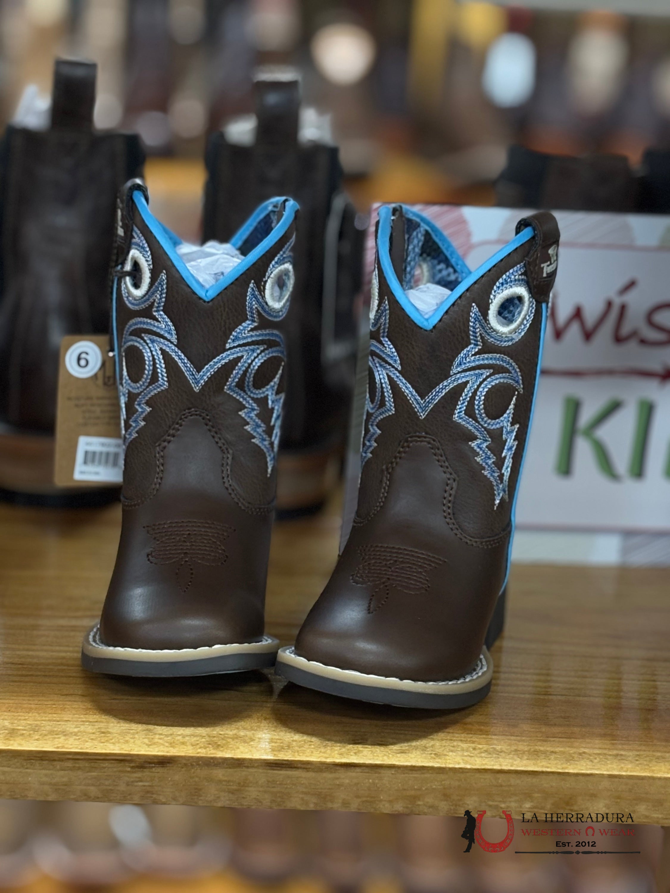 Twisted X Hudson Dark Brown With Blue Sticking Niños