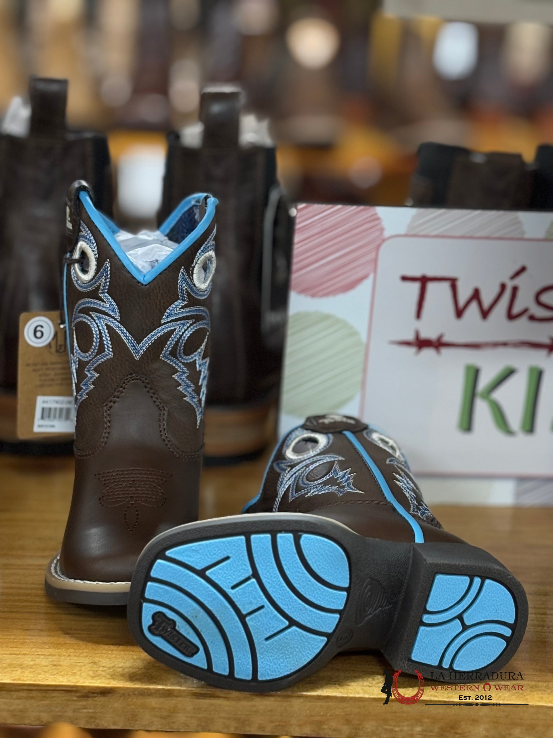 Twisted X Hudson Dark Brown With Blue Sticking Niños