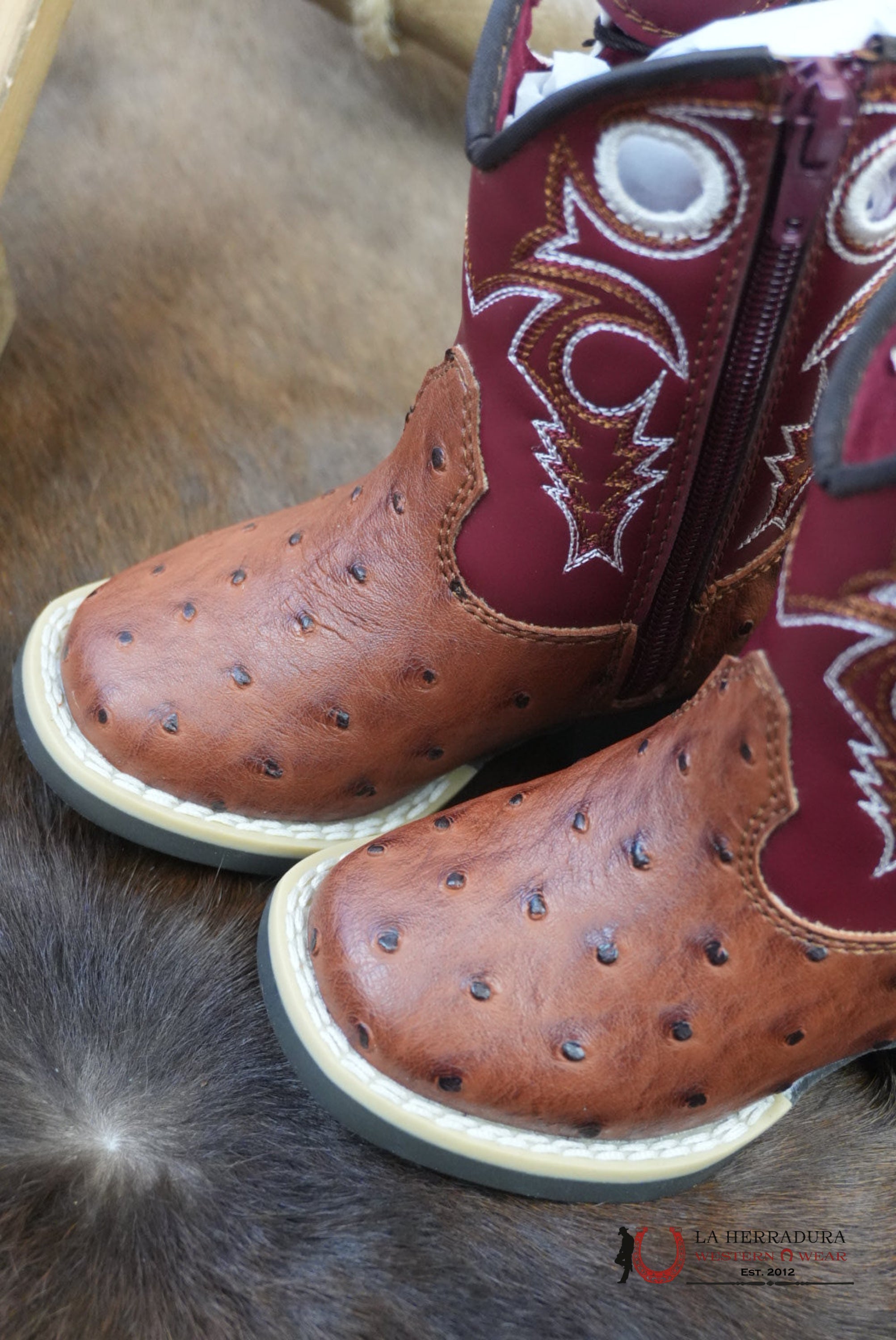 Twister Luca Ostrich Brown Boy Boot With Stiching - 0004 NIÑOS