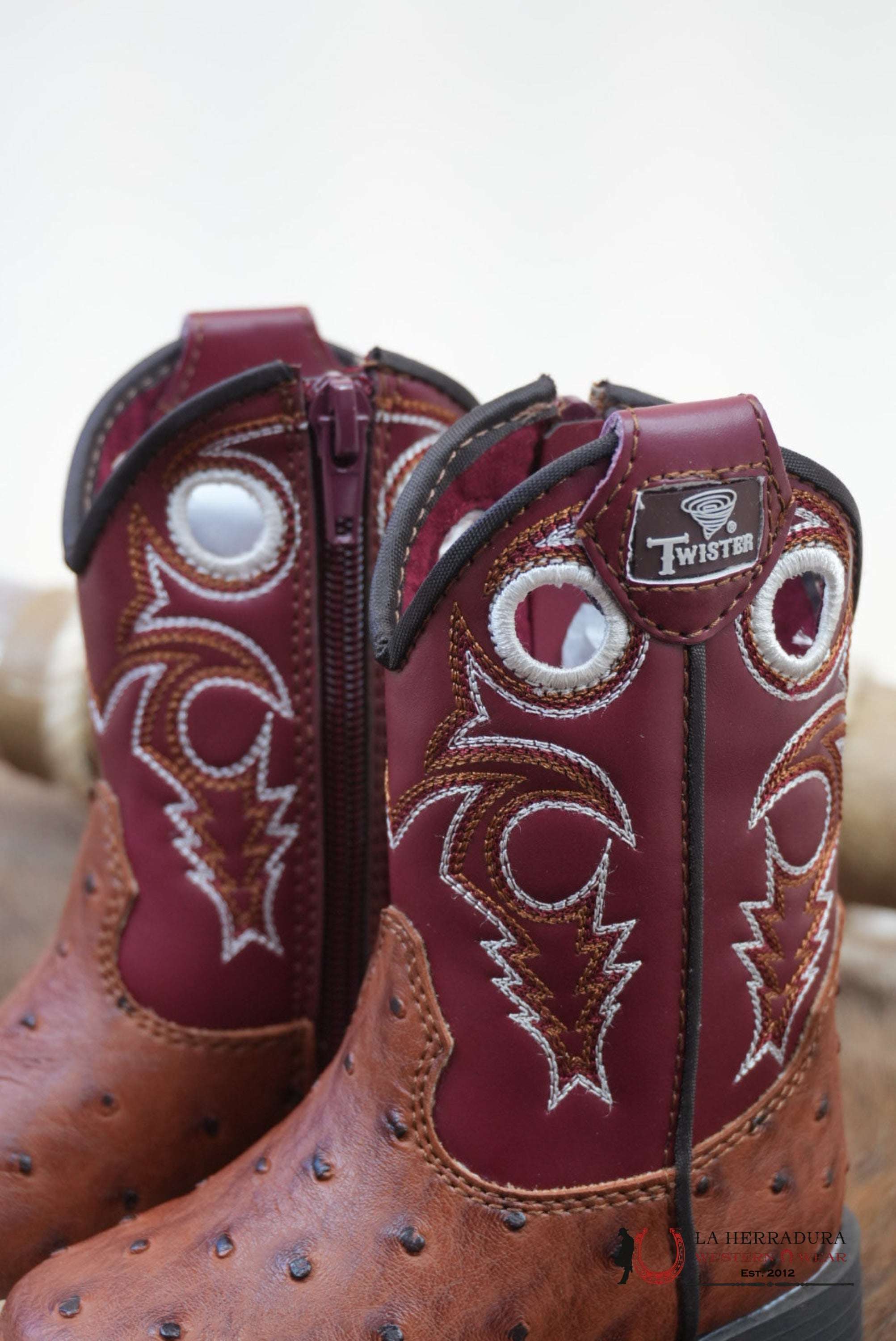 Twister Luca Ostrich Brown Boy Boot With Stiching - 0004 NIÑOS