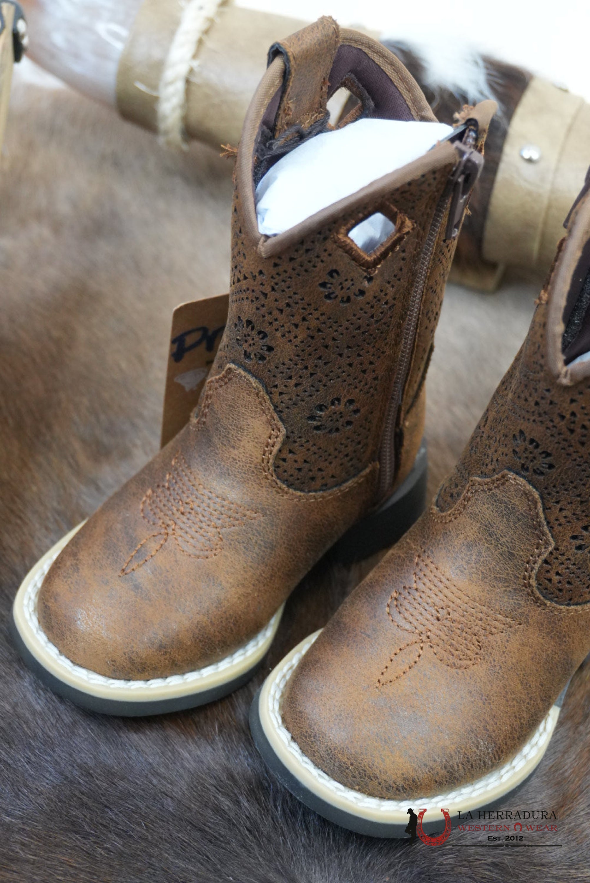 Twister Prue Brown With Floral Print Girl Boot - 9602 NIÑOS