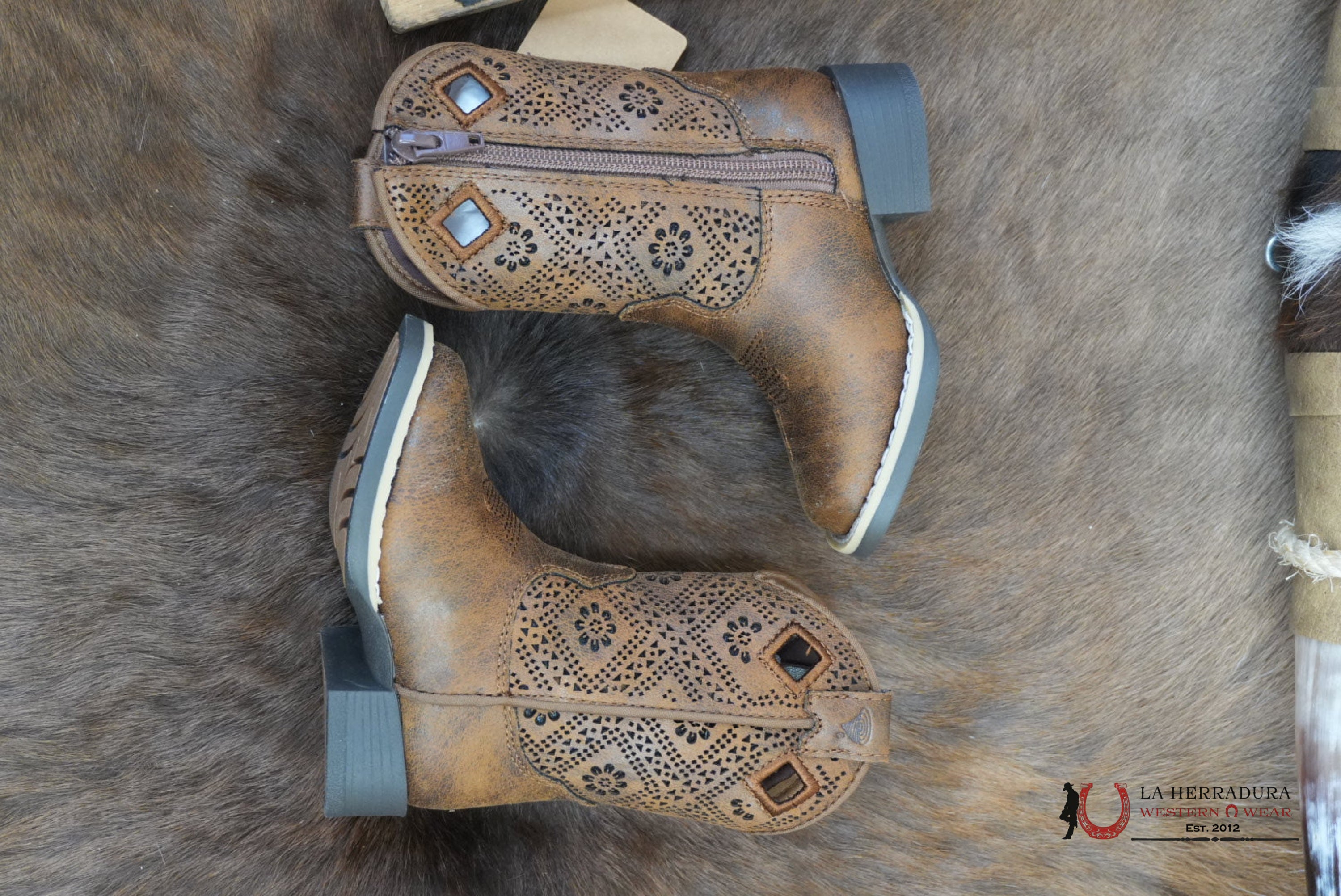 Twister Prue Brown With Floral Print Girl Boot - 9602 NIÑOS