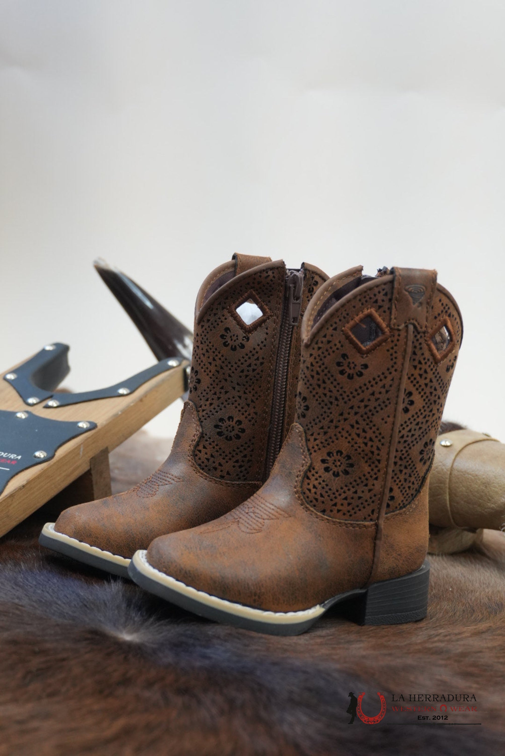 Twister Prue Brown With Floral Print Girl Boot - 9602 NIÑOS