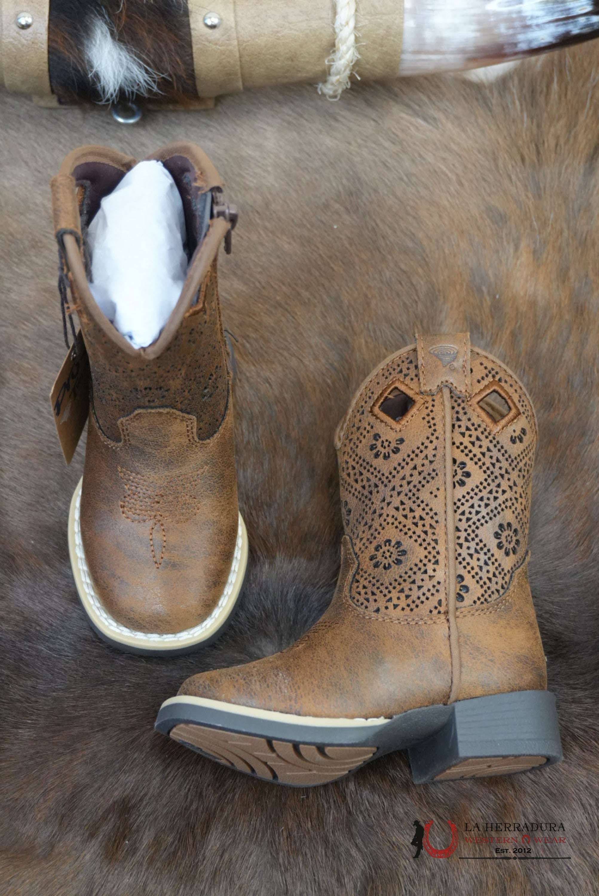 Twister Prue Brown With Floral Print Girl Boot - 9602 NIÑOS