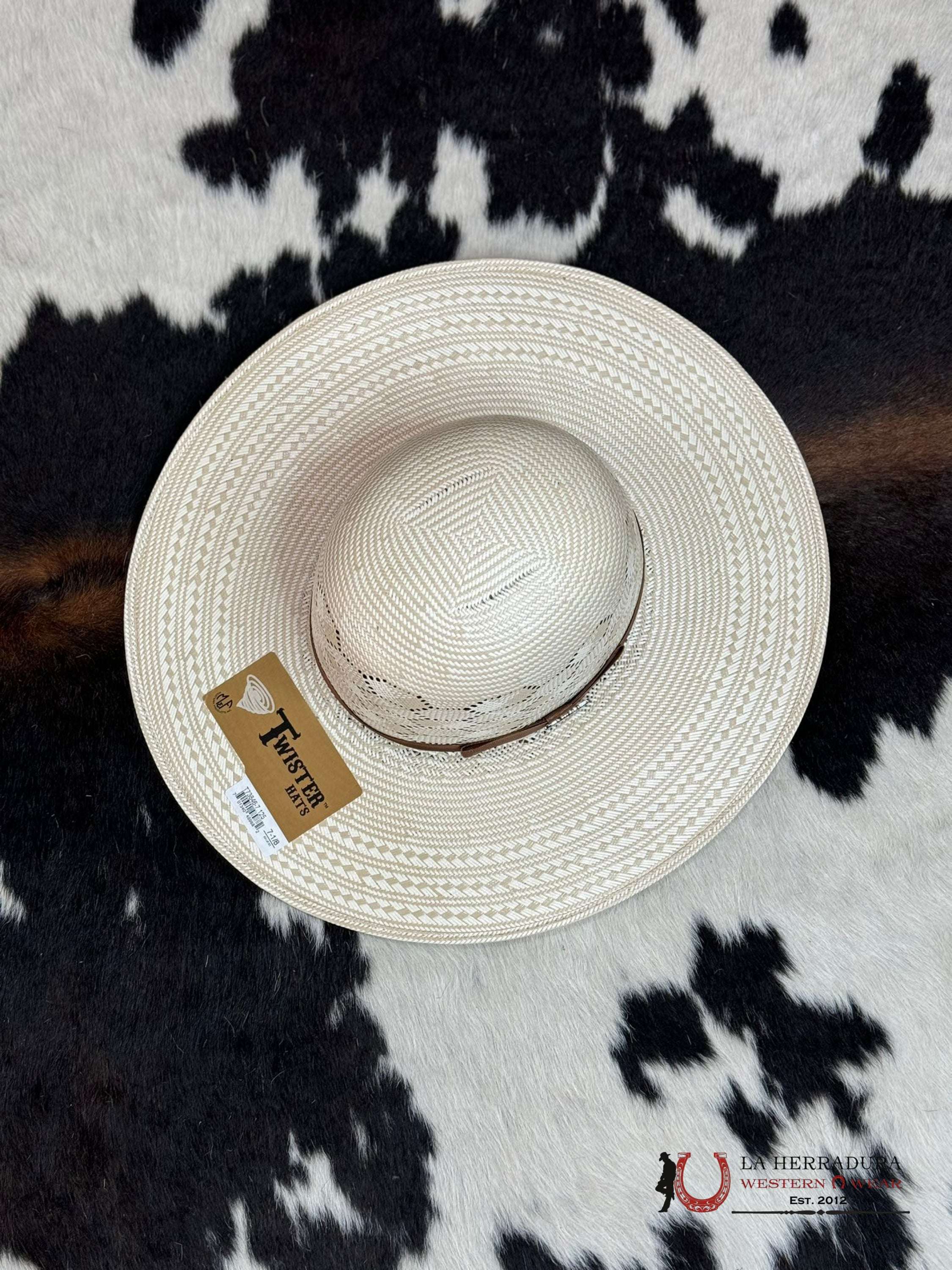 Twister Straw Hat Open Crown Two Tone Style 2 Tejana