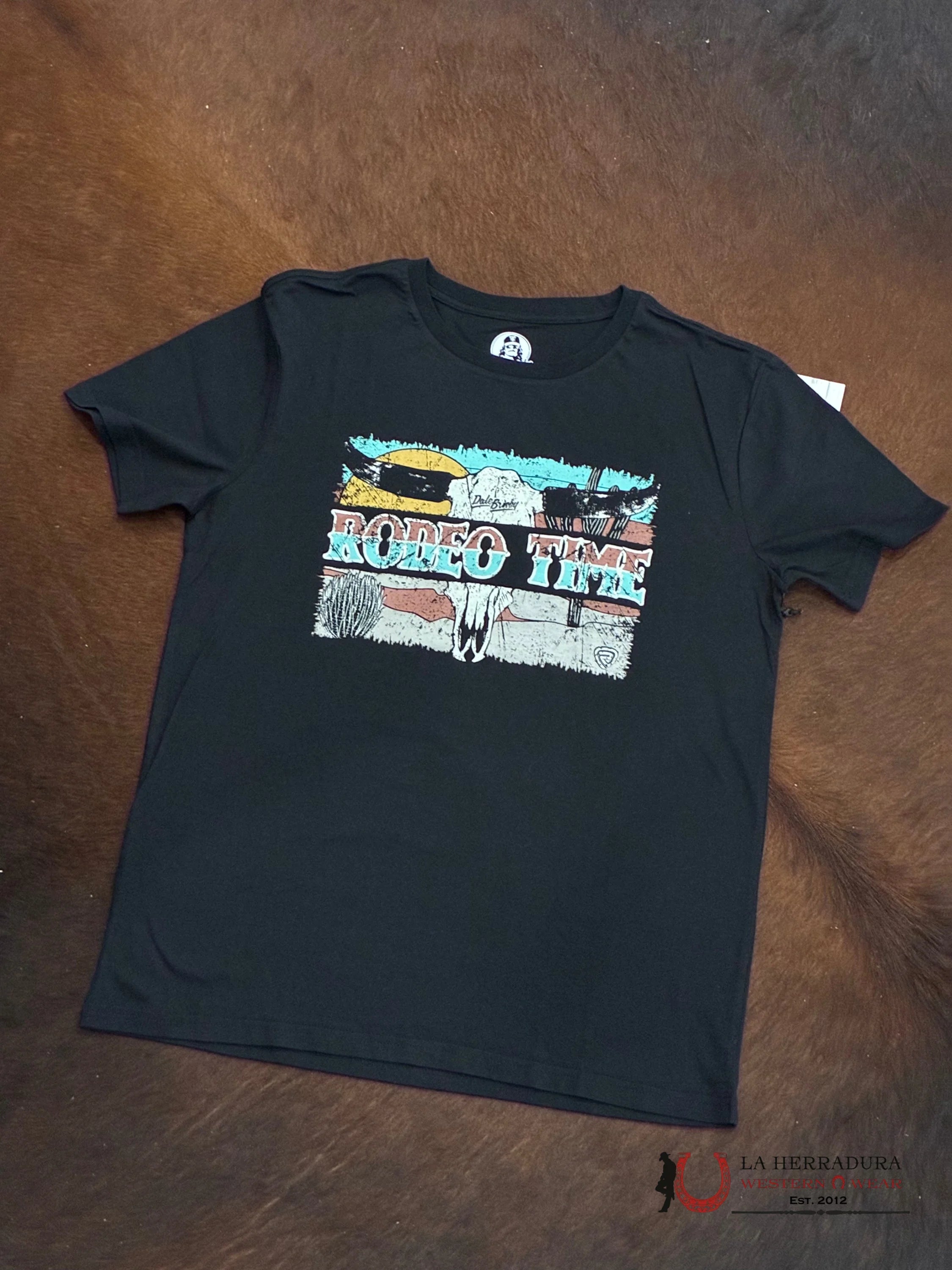 UNISEX RODEO TIME TSHIRT -BLACK BLUE BULL ROPA HOMBRES