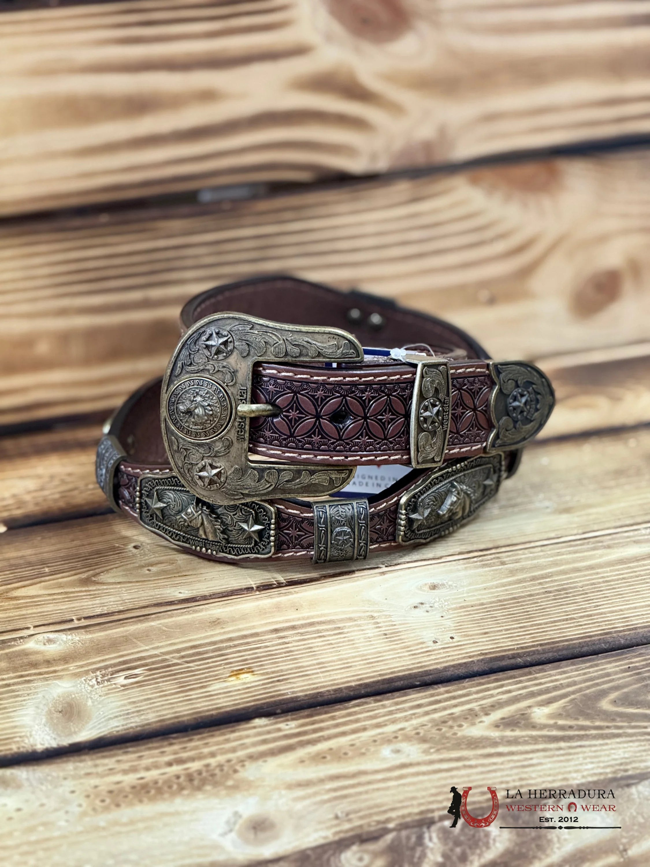 UNISEX WEST STAR BROWN HORSES 608 BELT CINTURONES MUJERES