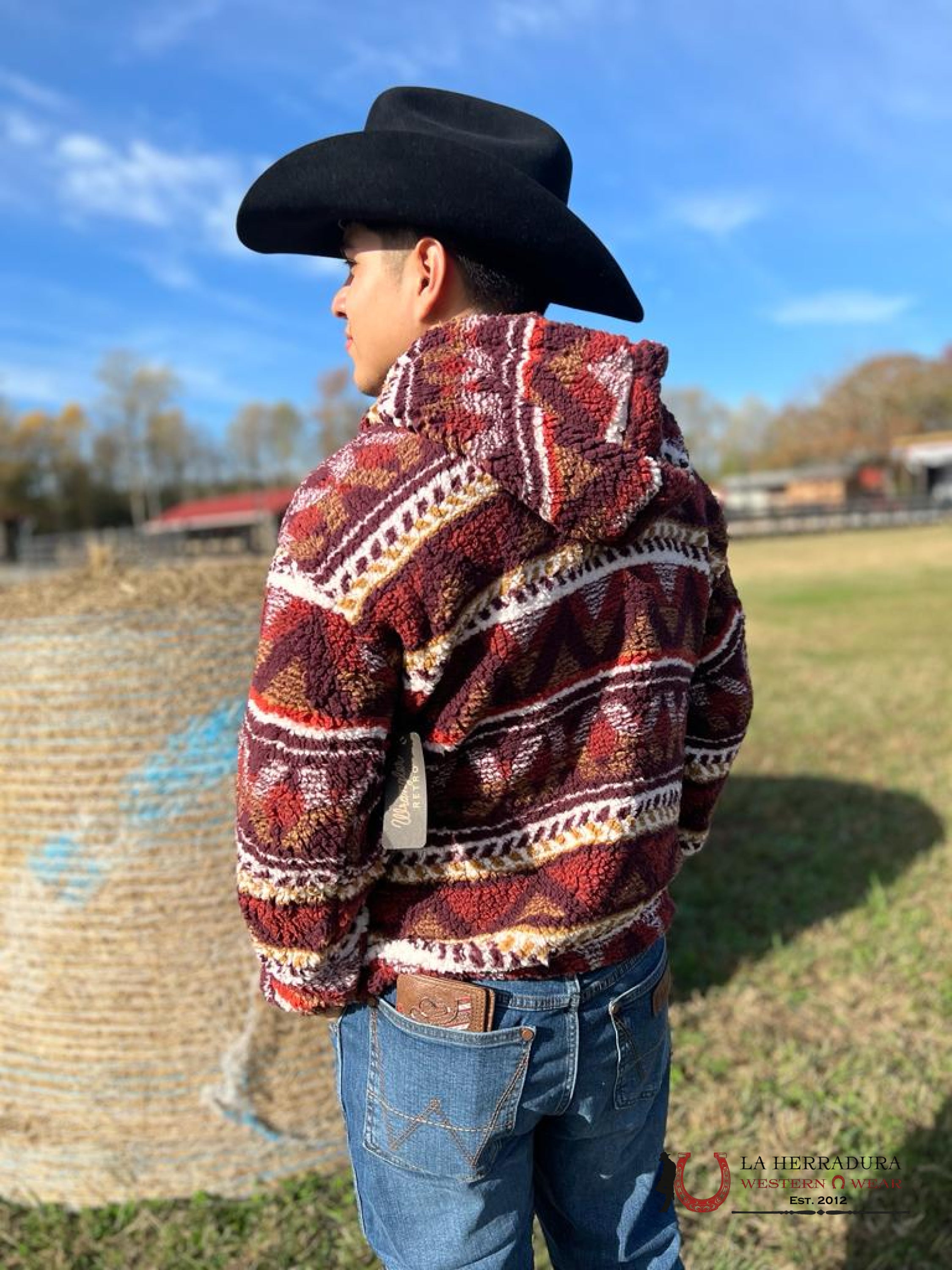 Unisex Wrangler Ls Quarter Zip Red Aztec Pullover:medieval Ropa Hombres