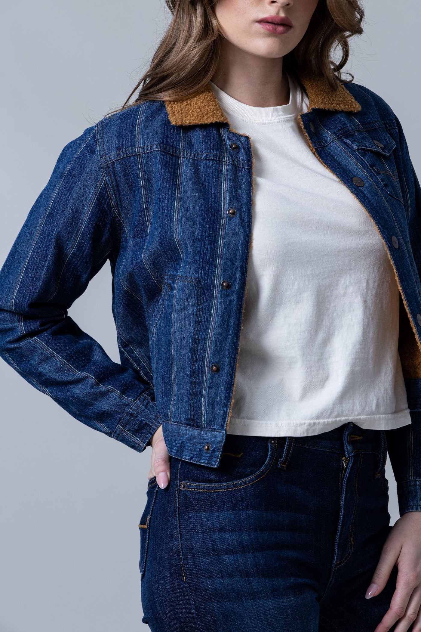 KIMES RANCH VAQUERA TRUCKER STRIPE DENIM