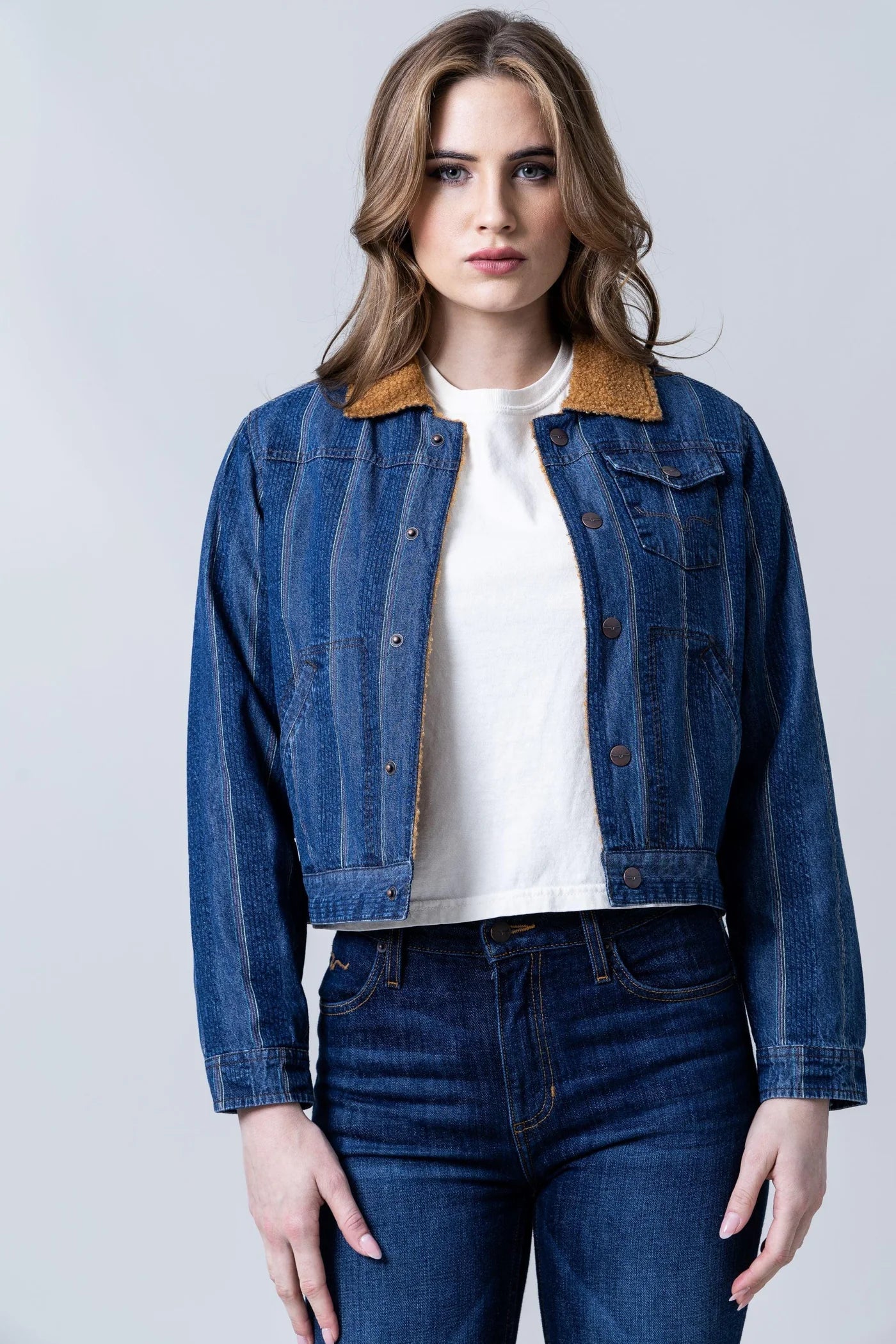 KIMES RANCH VAQUERA TRUCKER STRIPE DENIM