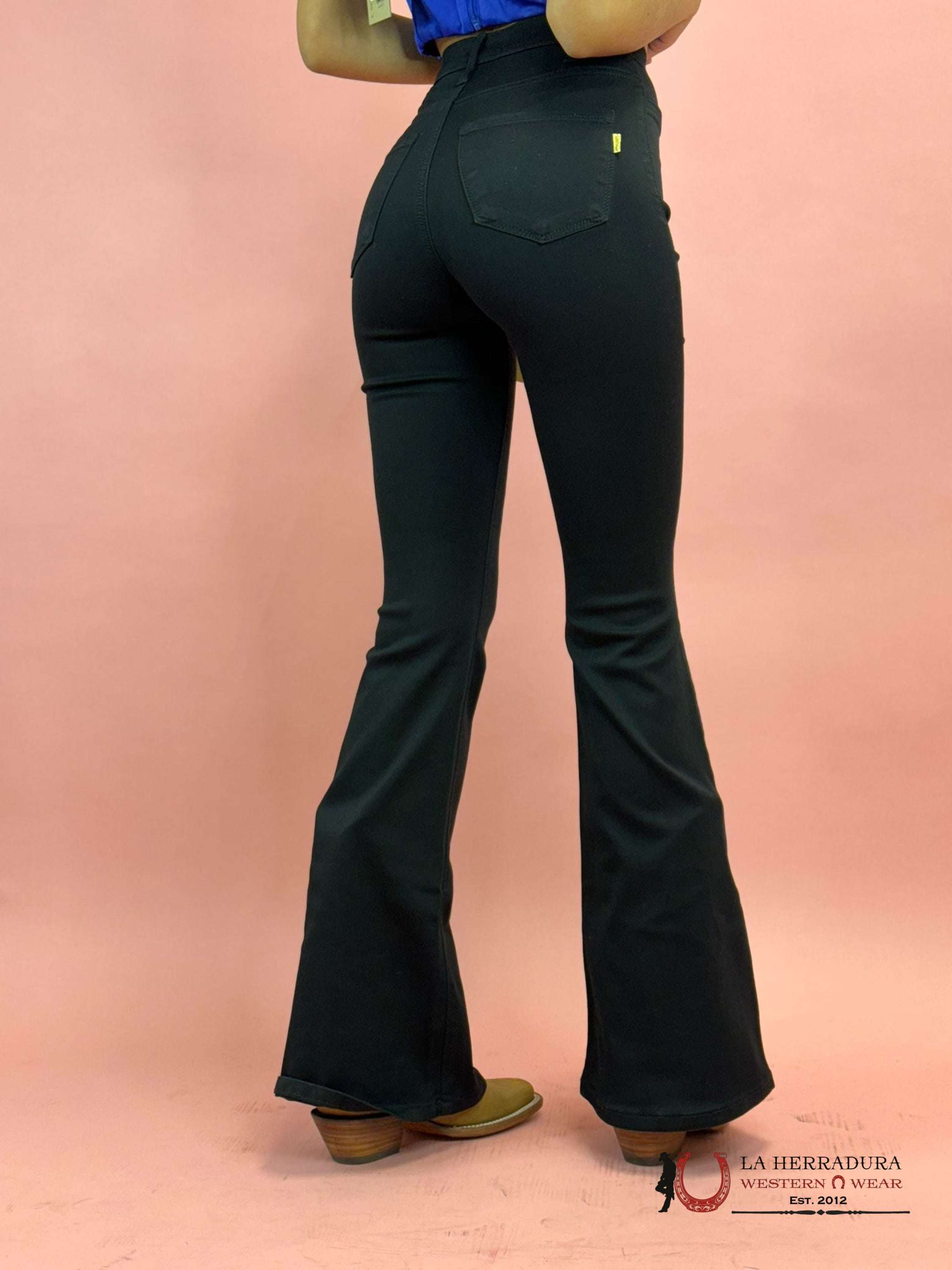 Vibrant Black Bootcut Rock&Roll Jeans Women