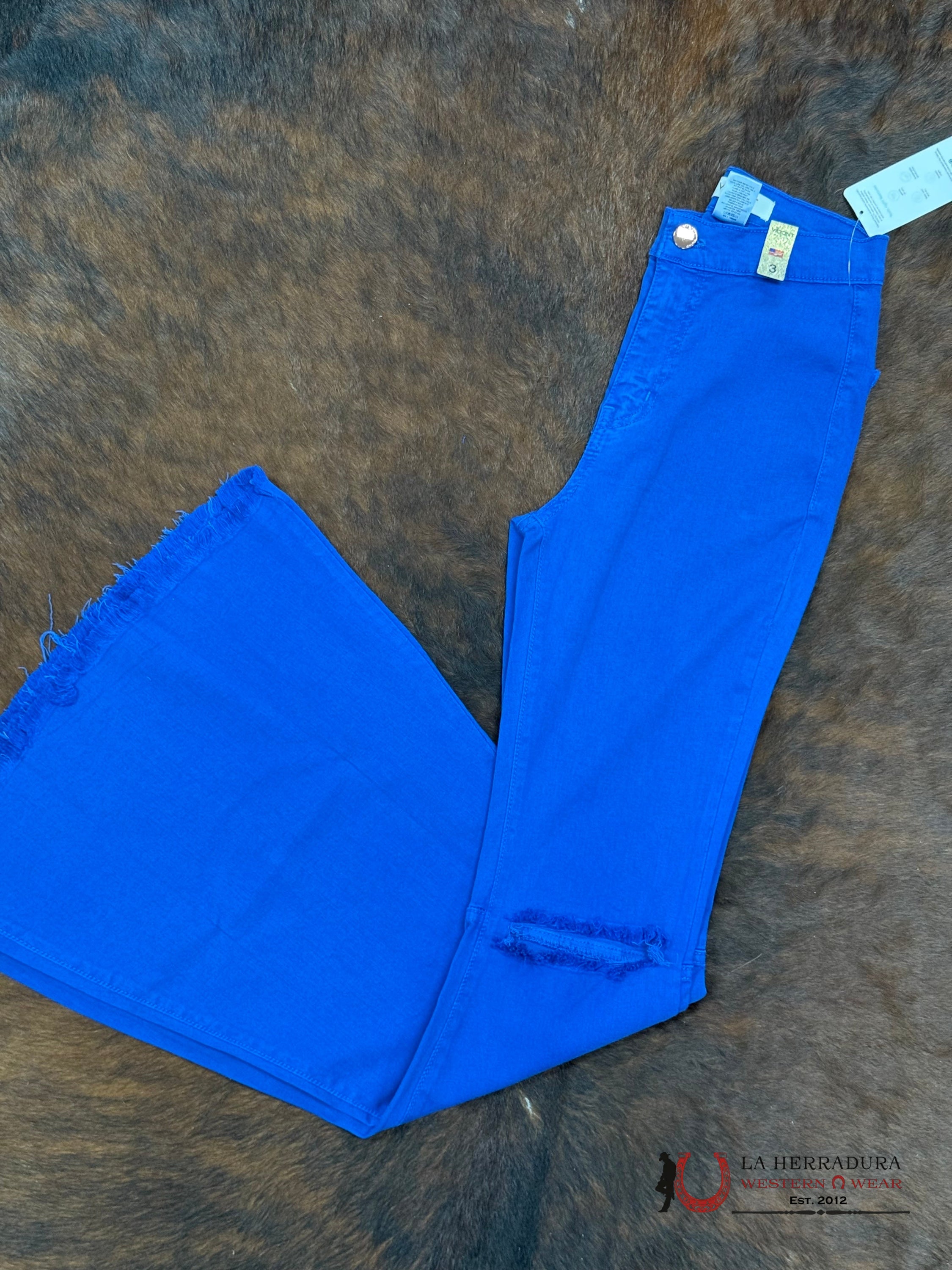 VIBRANT BLUE FLARE JEAN-P1708 ROCK&ROLL JEANS WOMEN