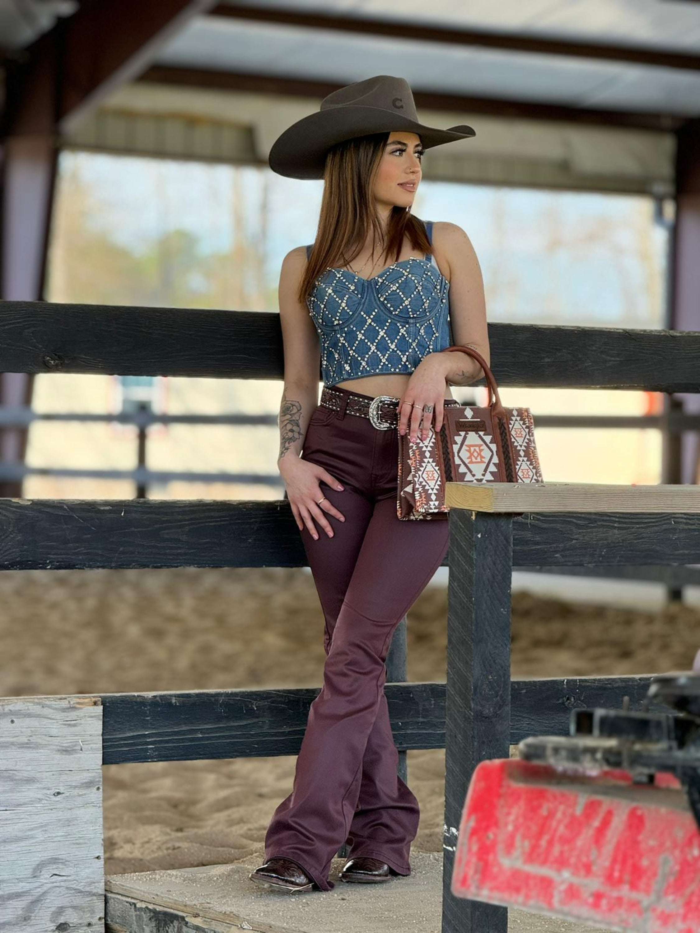 Vibrant Burgundy Trouser Rock&Roll Jeans Women