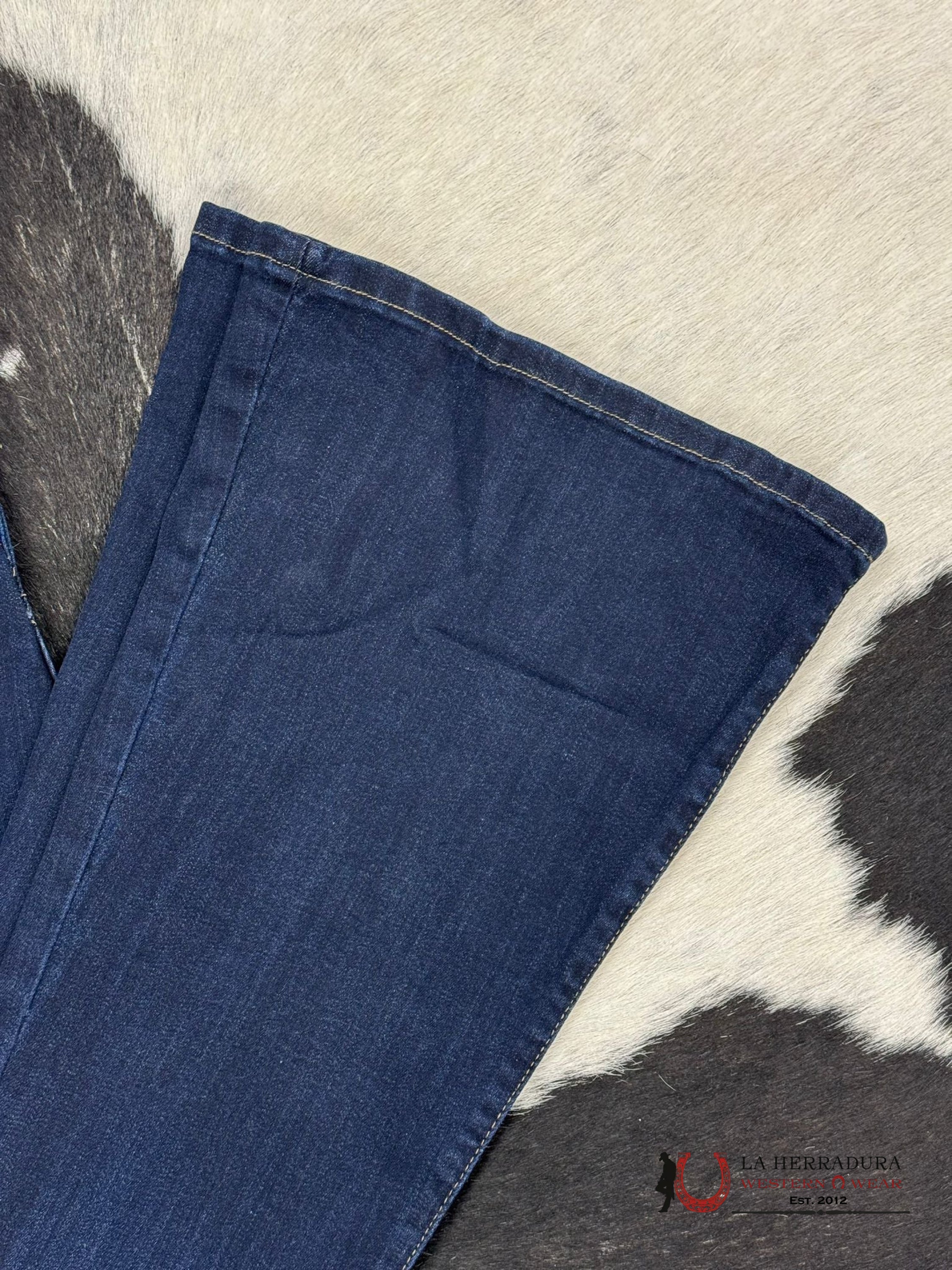 Vibrant Dark Blue Buttoned Trouser Rock&Roll Jeans Women