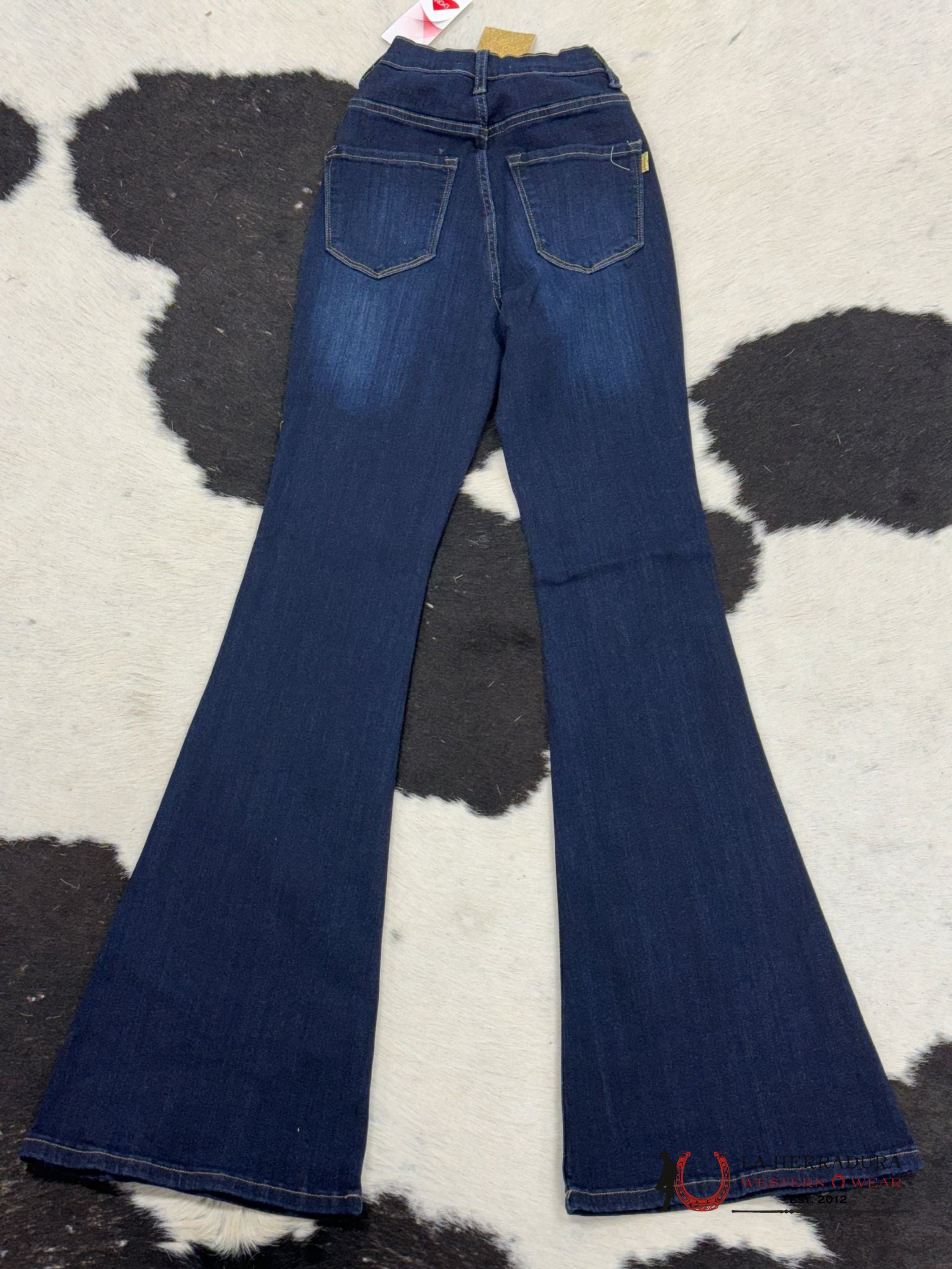 Vibrant Dark Blue Buttoned Trouser Rock&Roll Jeans Women