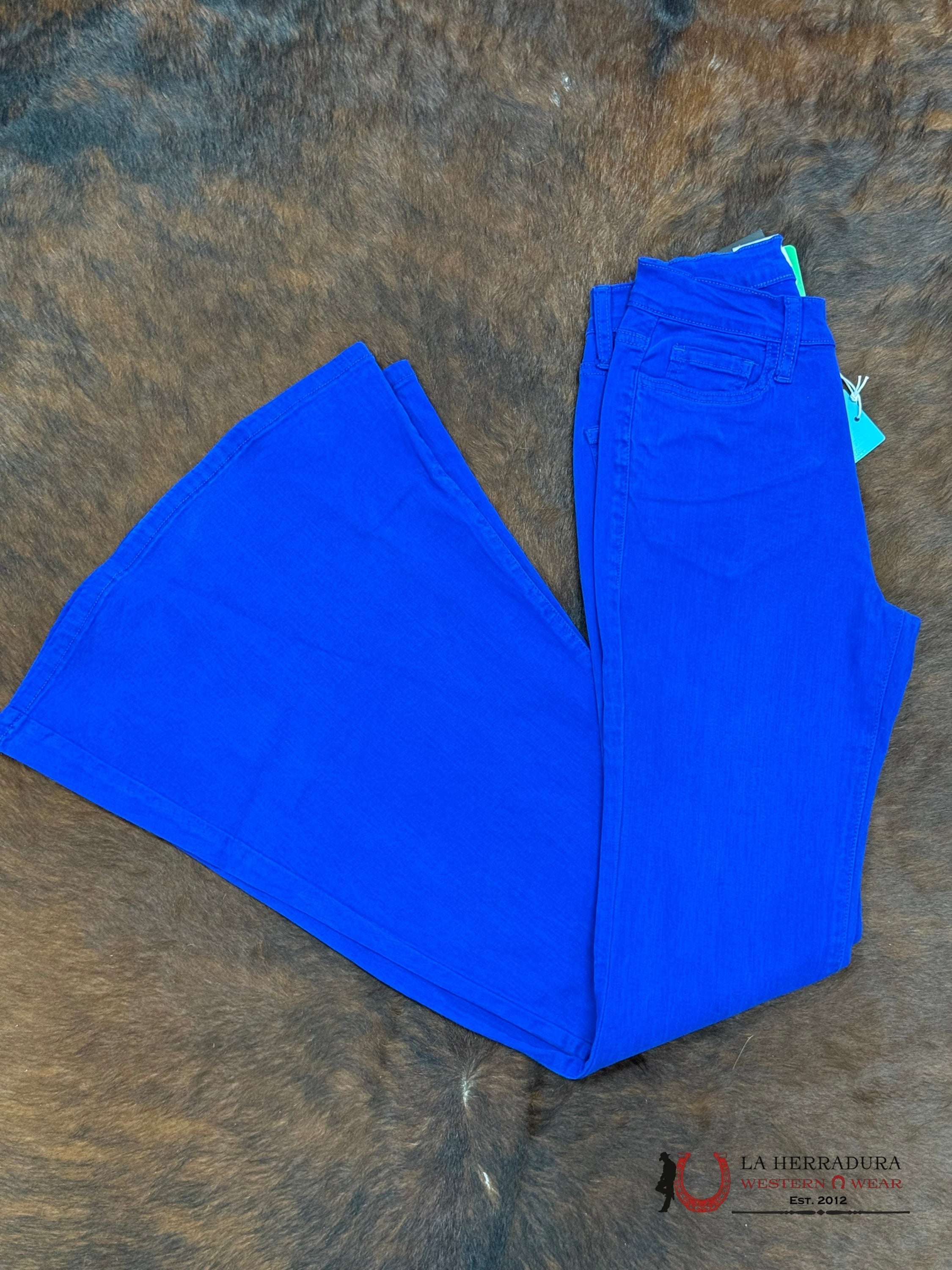 VIBRANT DARK BLUE FLARE JEAN-EP5109C ROCK&ROLL JEANS WOMEN