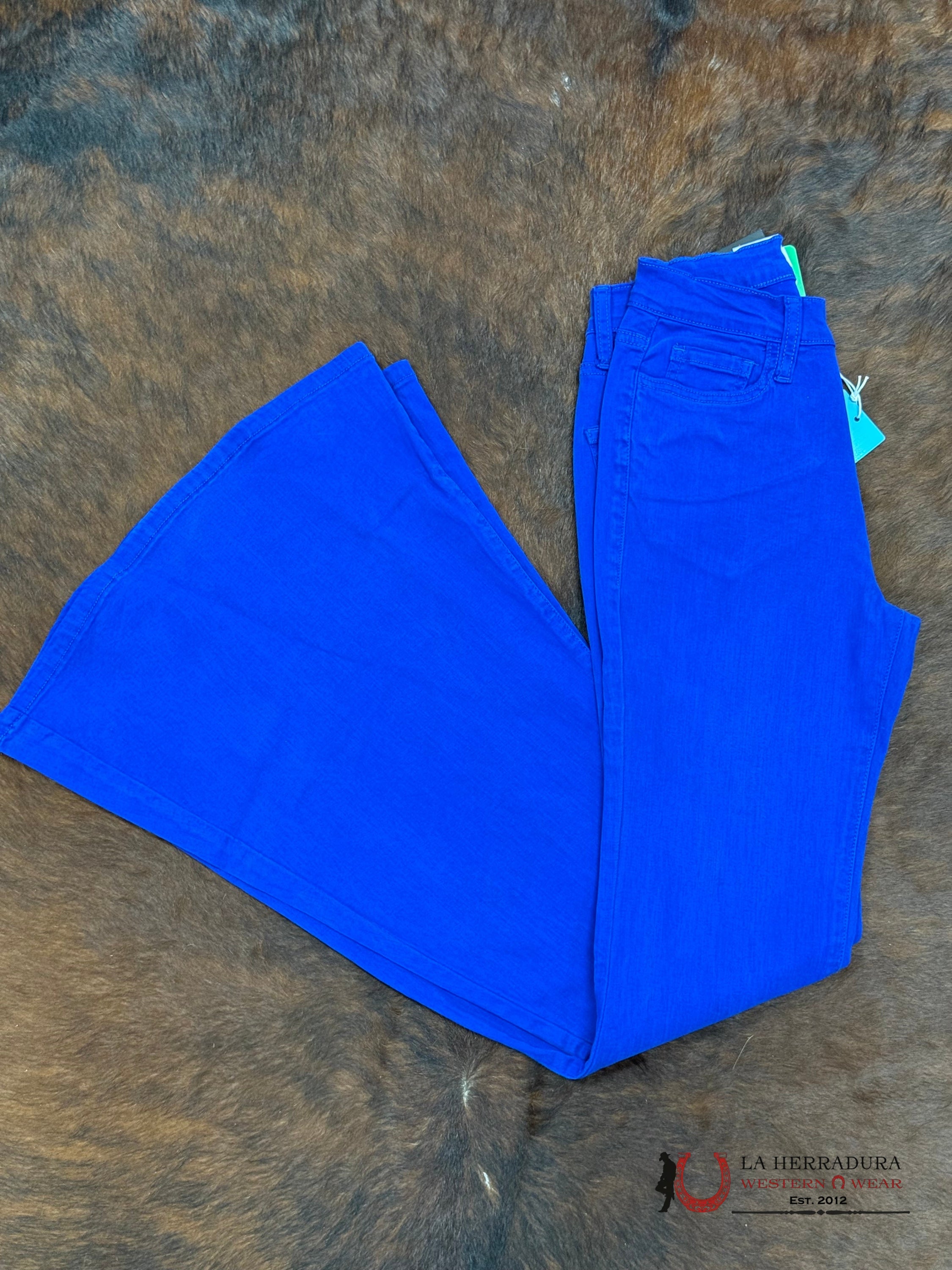 VIBRANT DARK BLUE FLARE JEAN-EP5109C ROCK&ROLL JEANS WOMEN