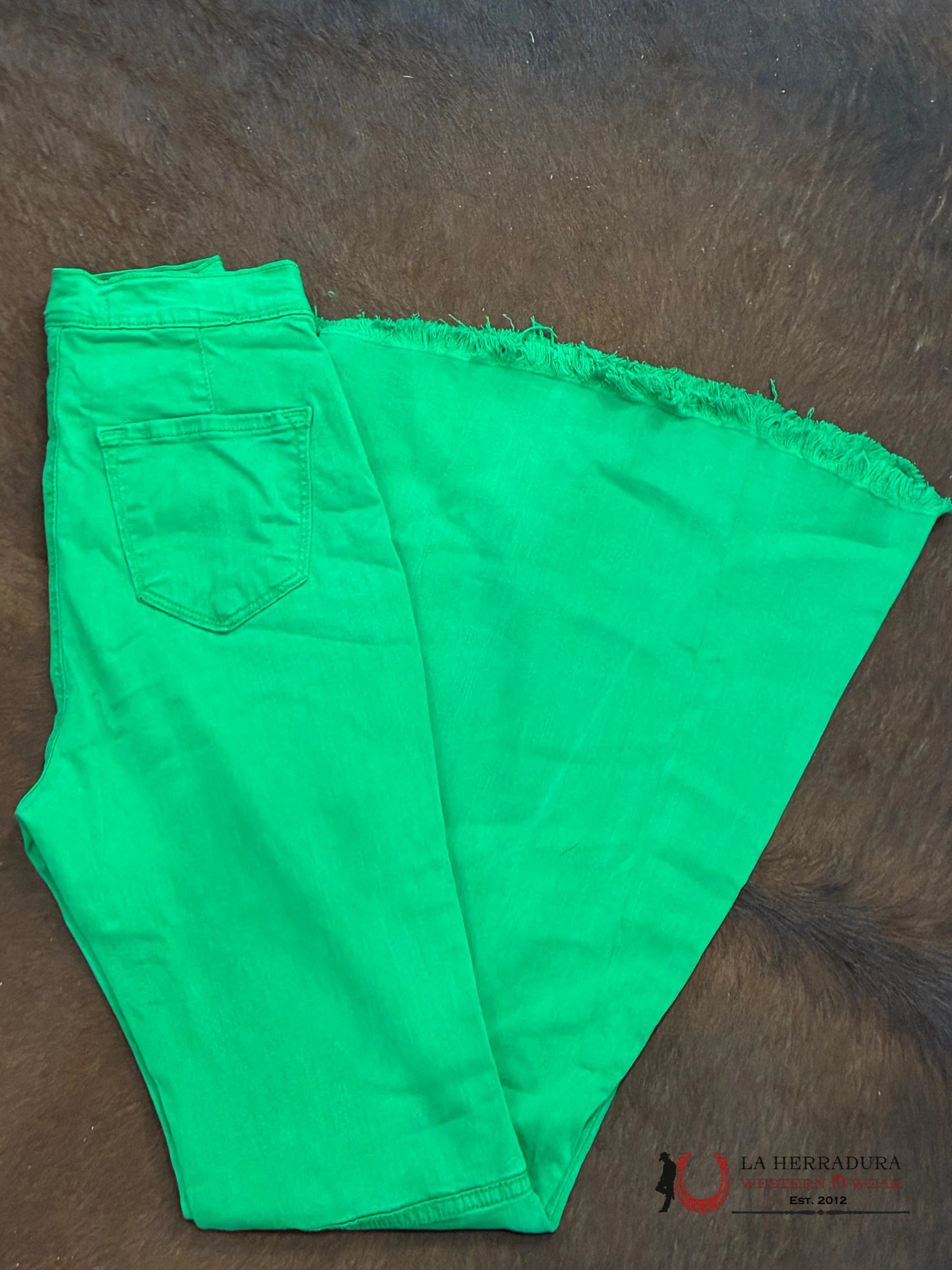 VIBRANT GREEN FLARE- P5079 ROCK&ROLL JEANS WOMEN